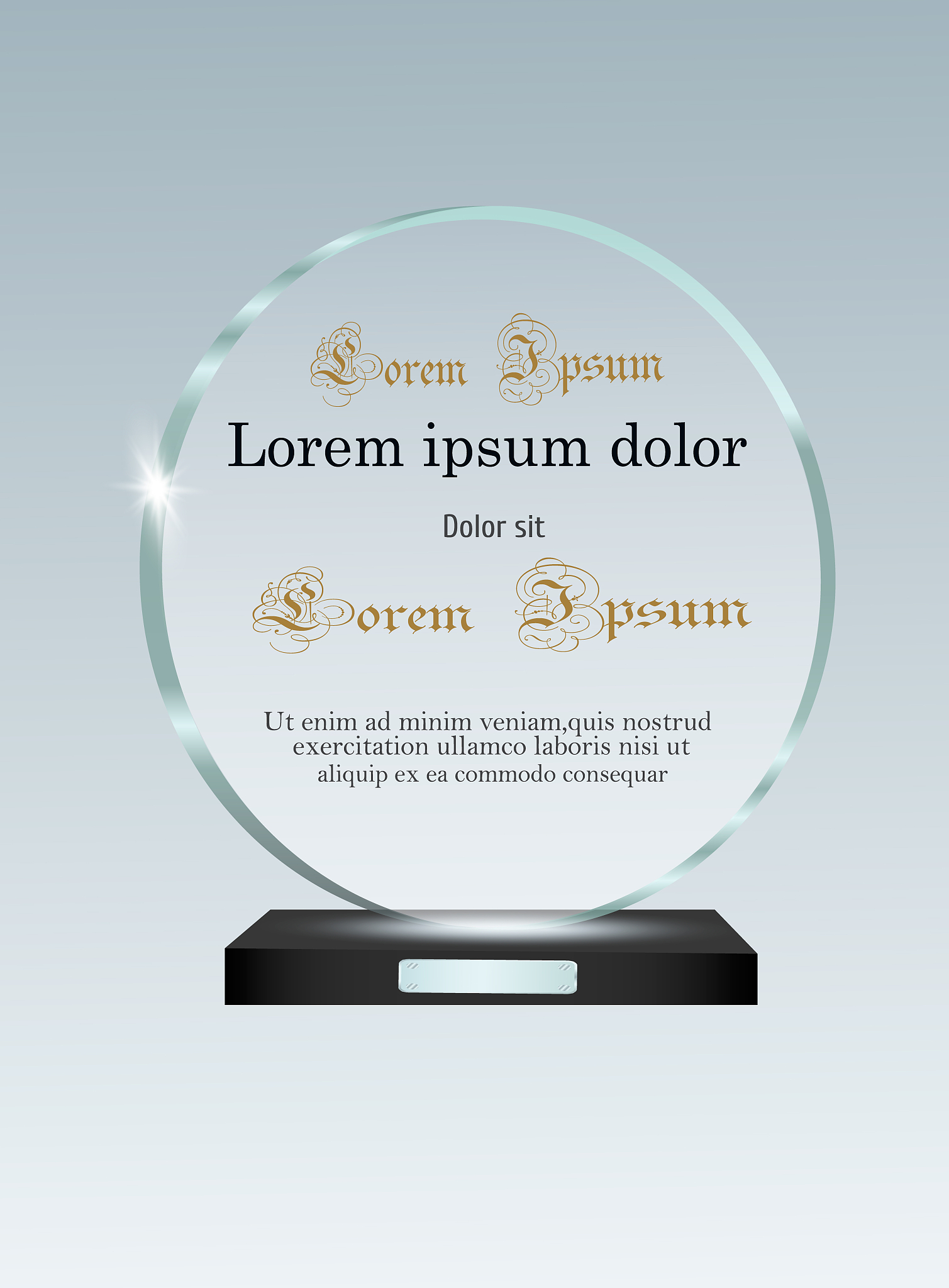 glass trophy awards template. vector prize isolated on transpare