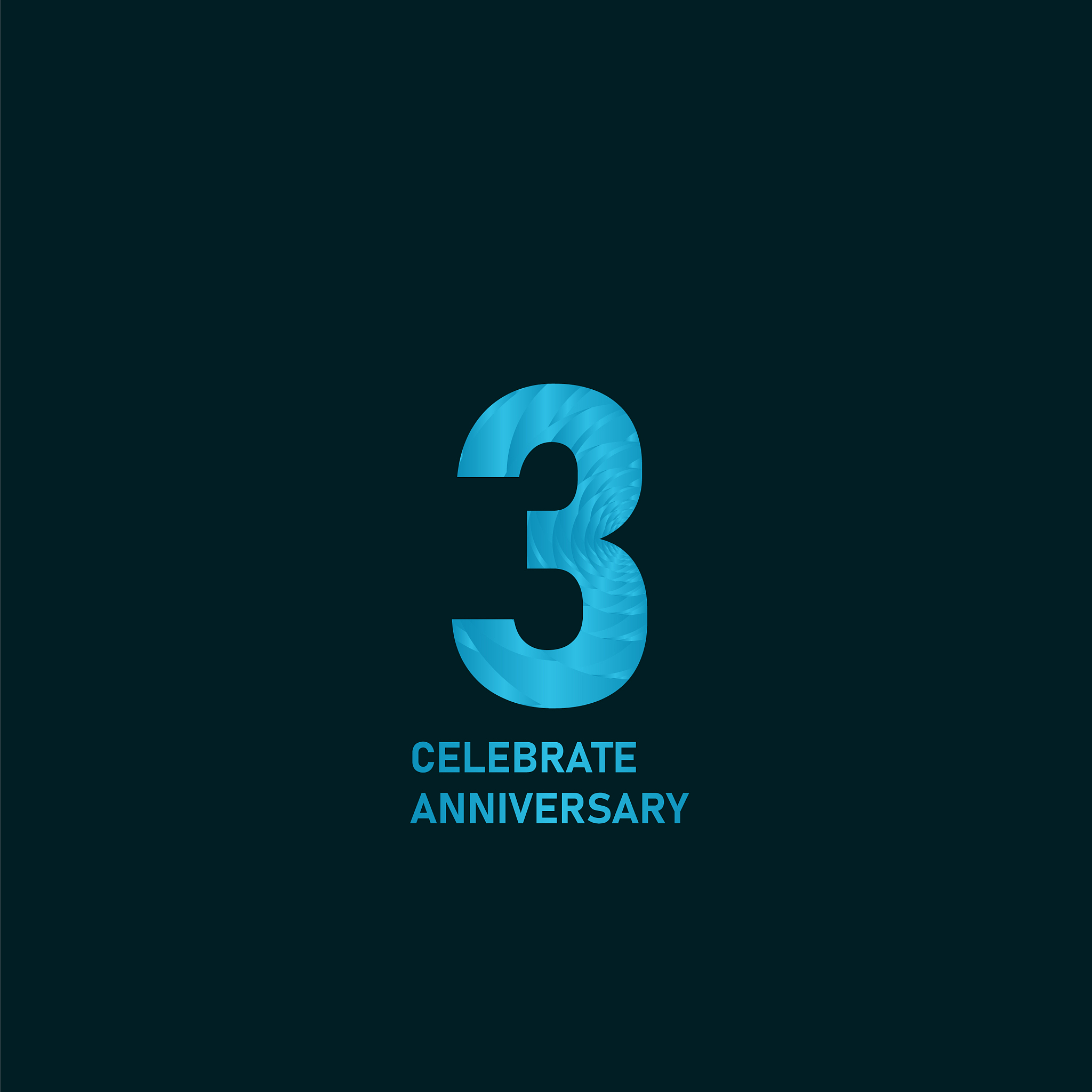 3 year anniversary aqua color template design
