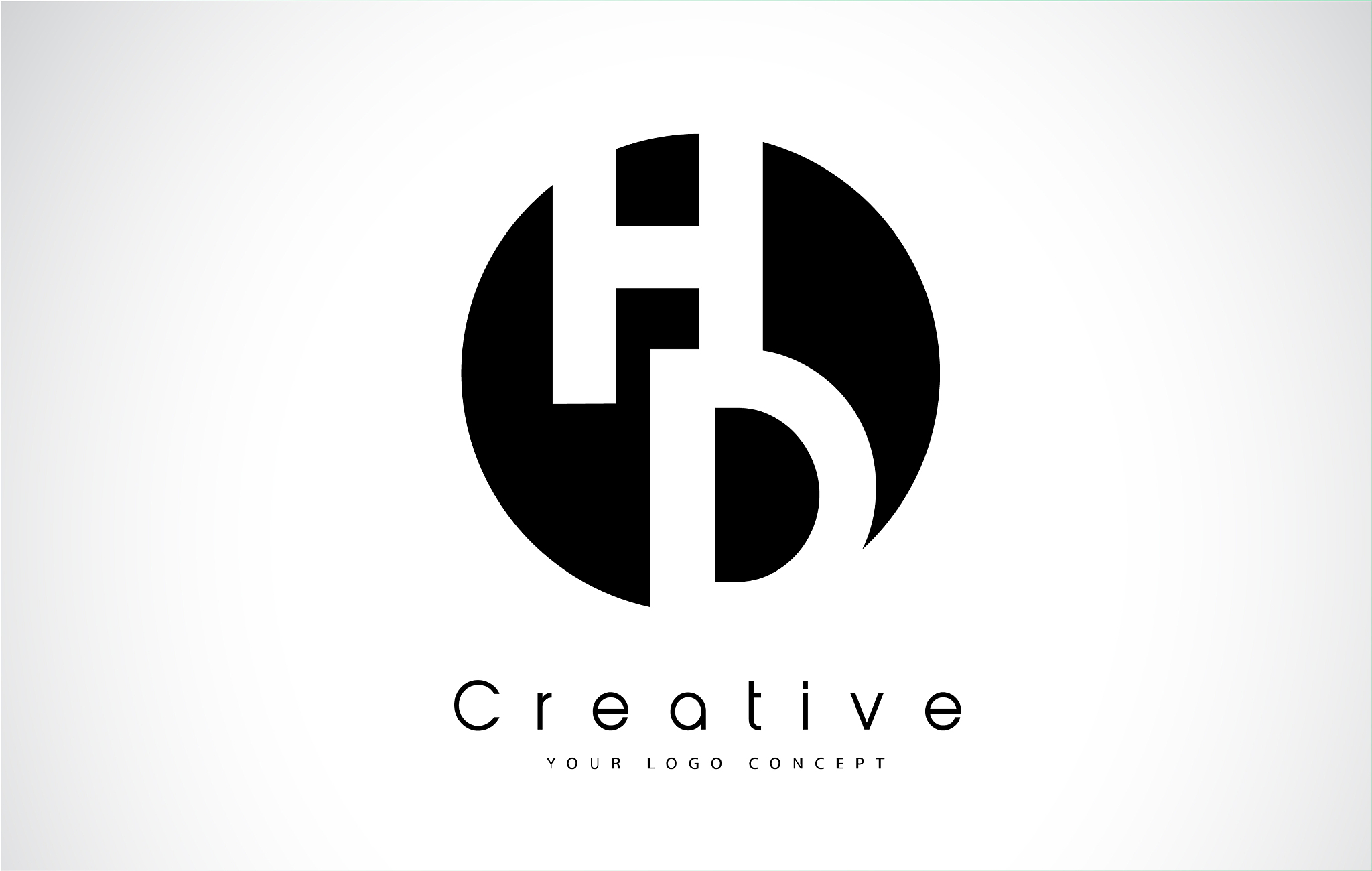 hd letter logo design inside a black circle