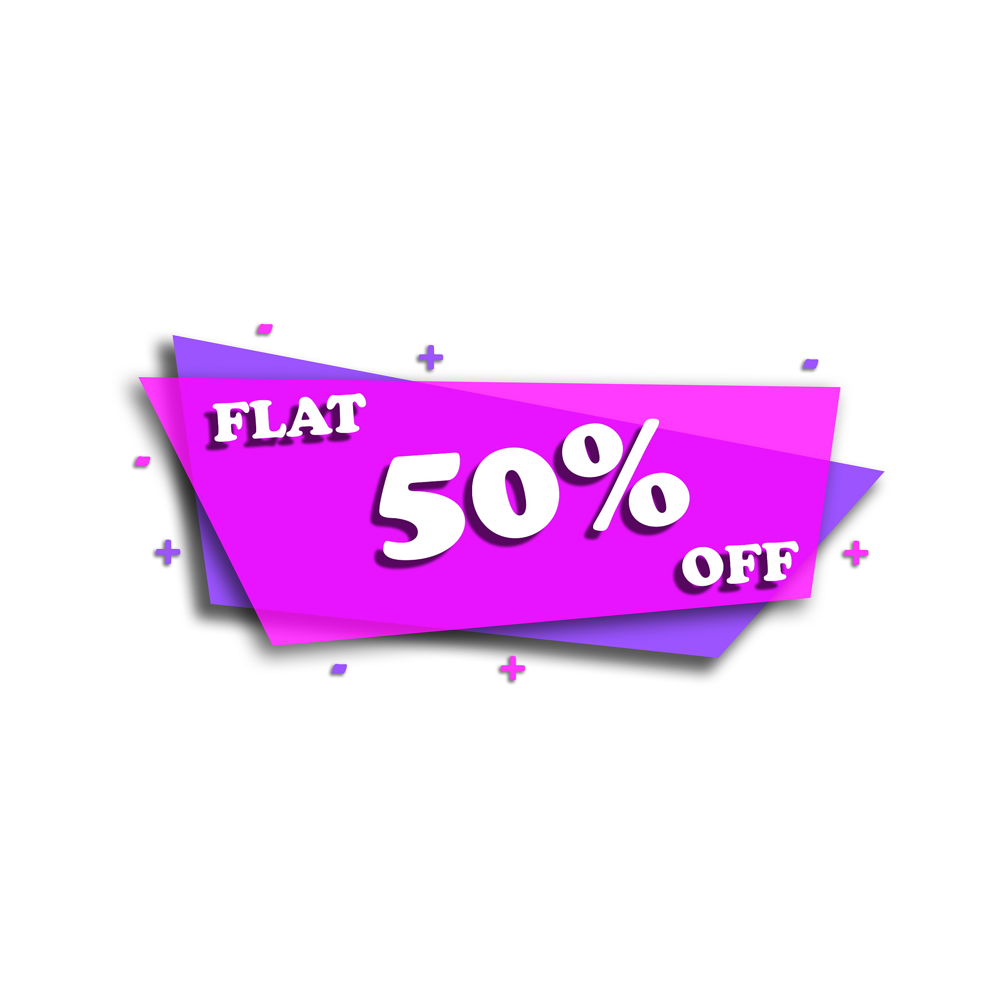 flat 50% off - promotion label - advertisement