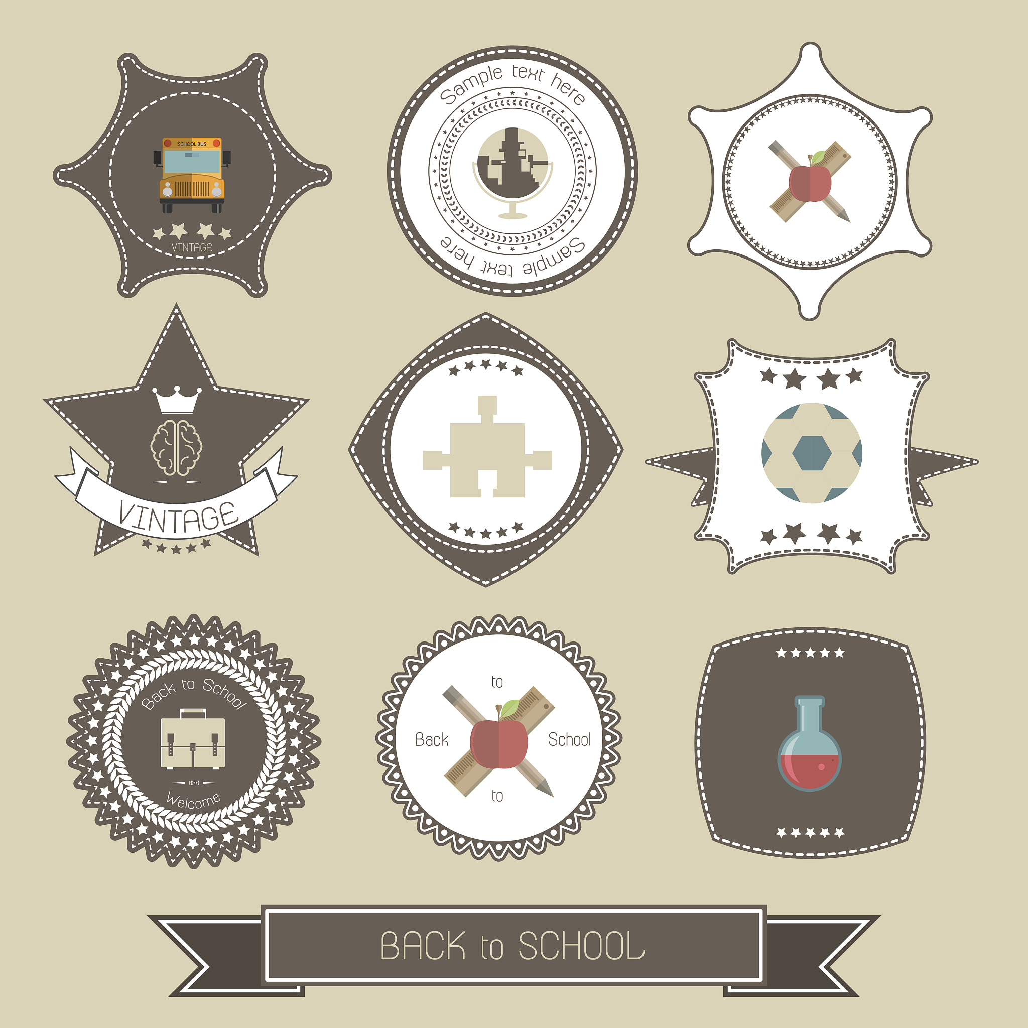 back to school design collection. and labels card, illustration
