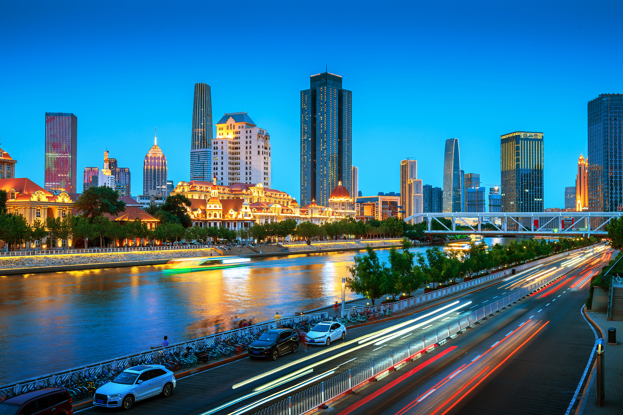 tianjin city, china, night view