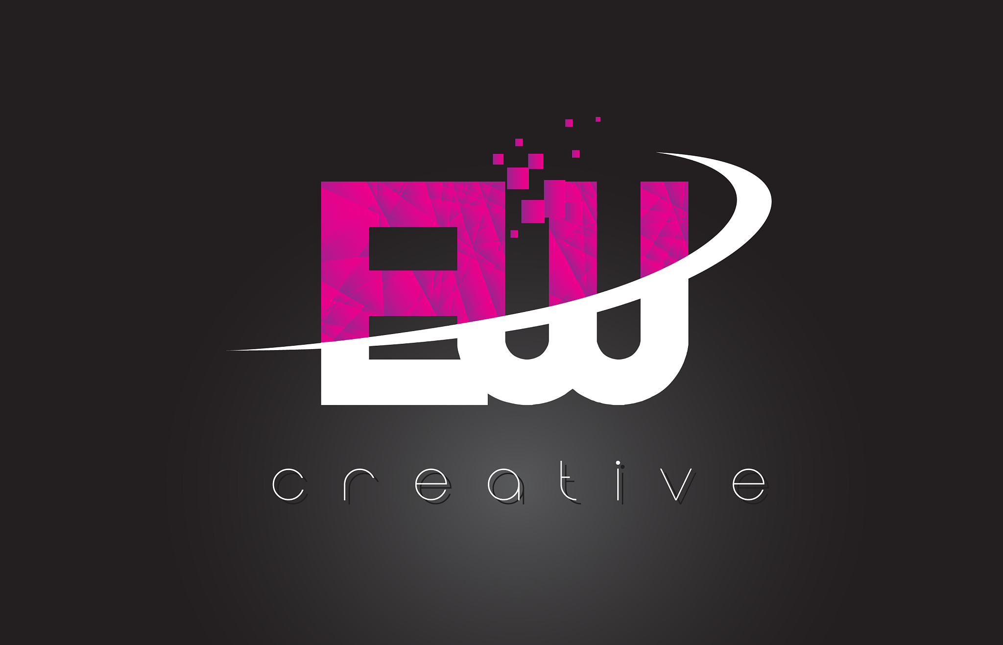 ew e w creative letters design with white pink