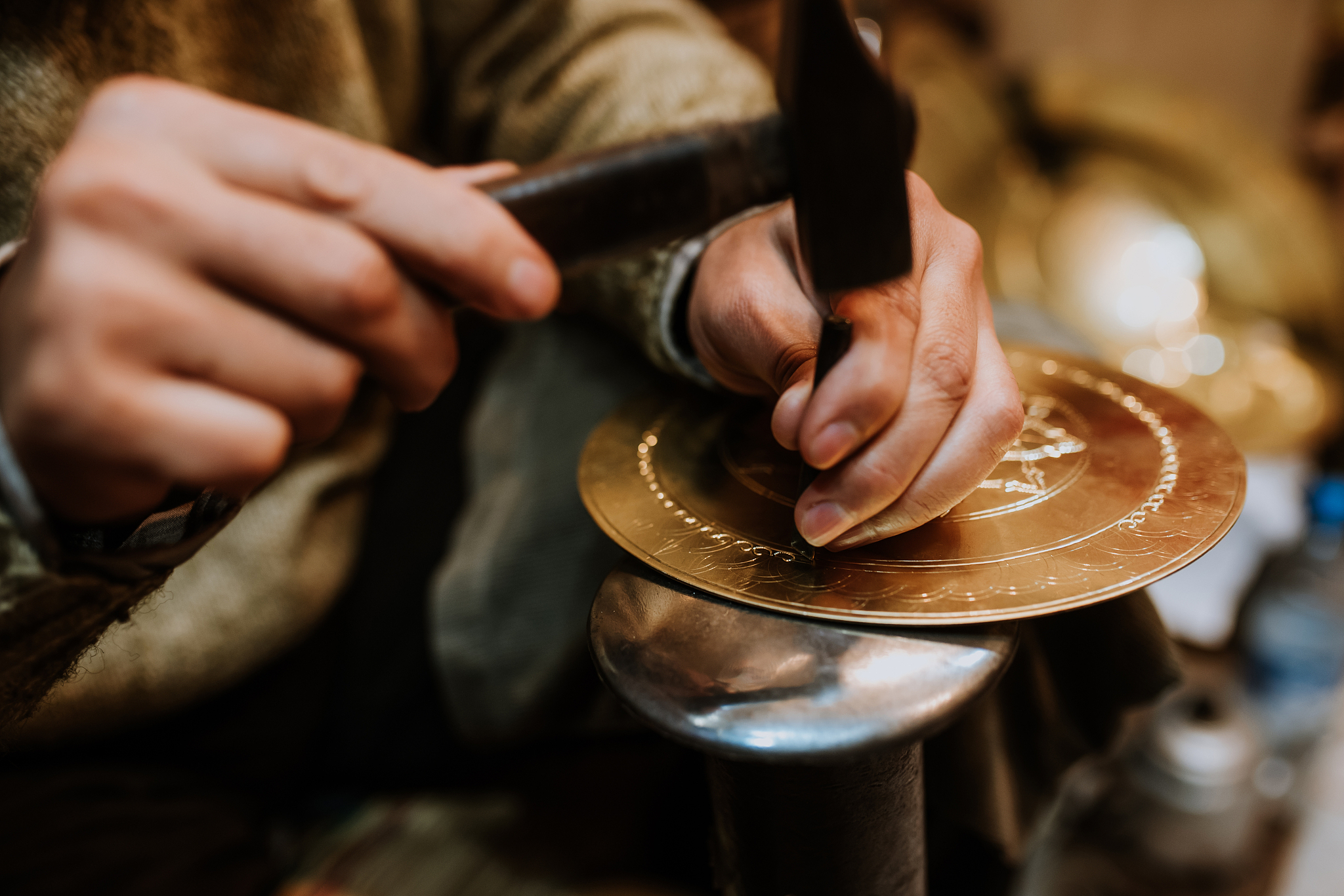 making antique arabic handicrafts. morocco
