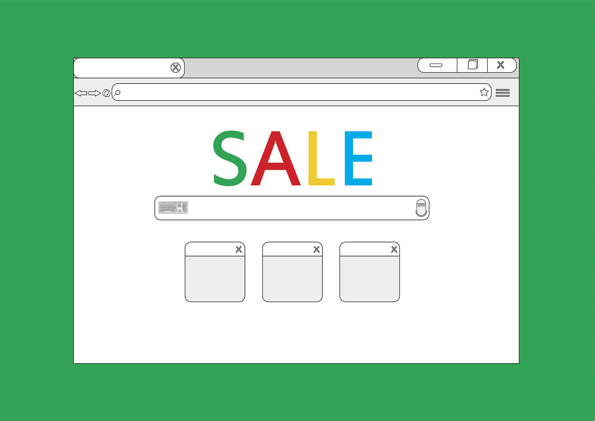 sale browser window on green background