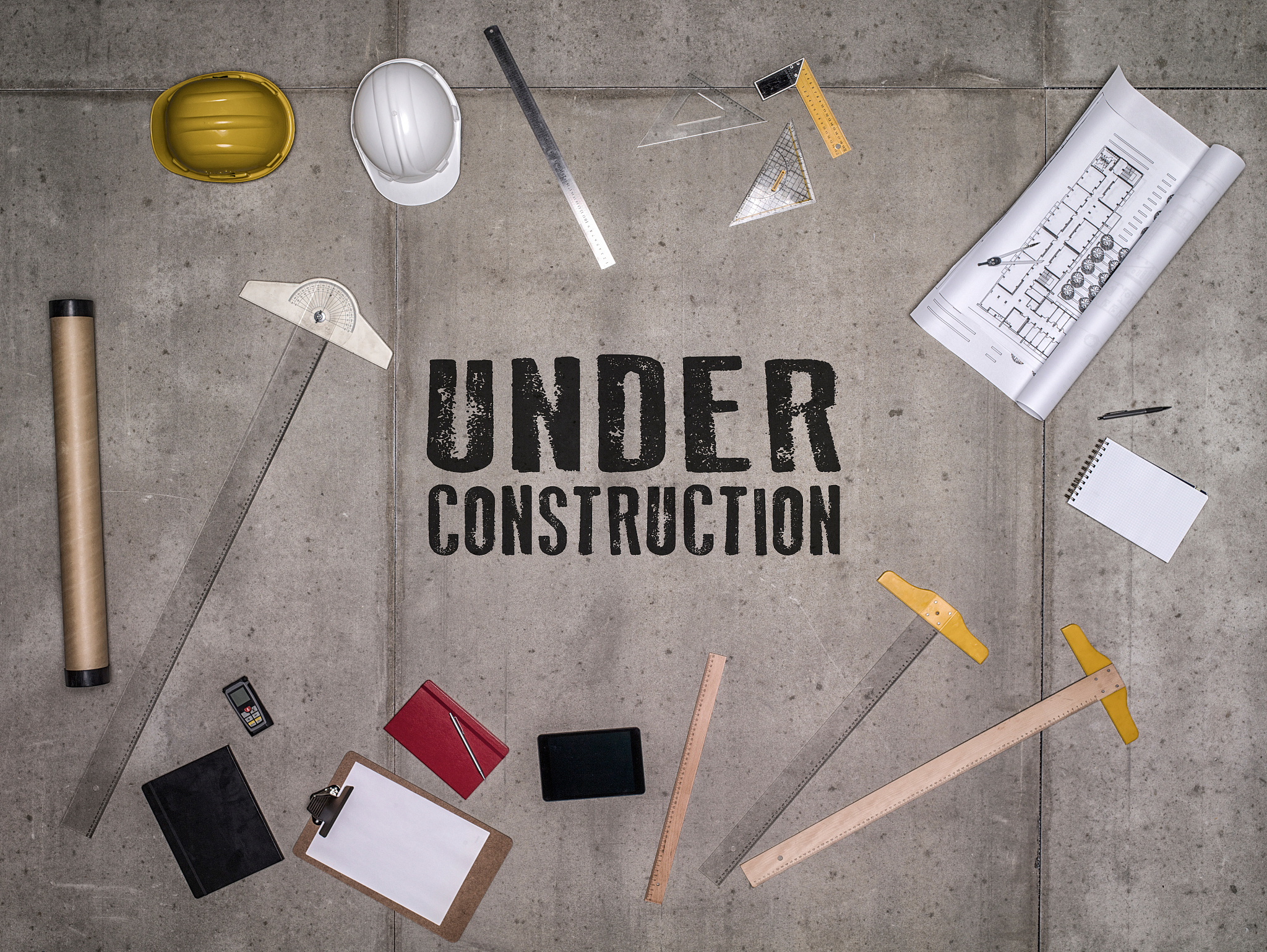 under construction concept with engineering tools