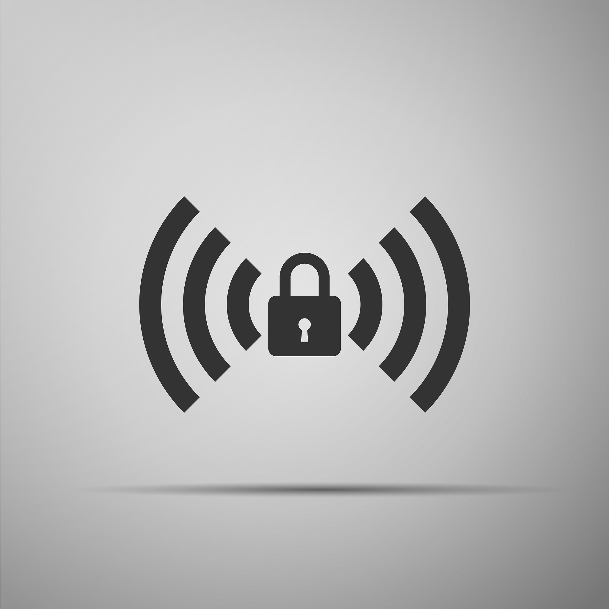 wifi locked sign icon isolated on grey background