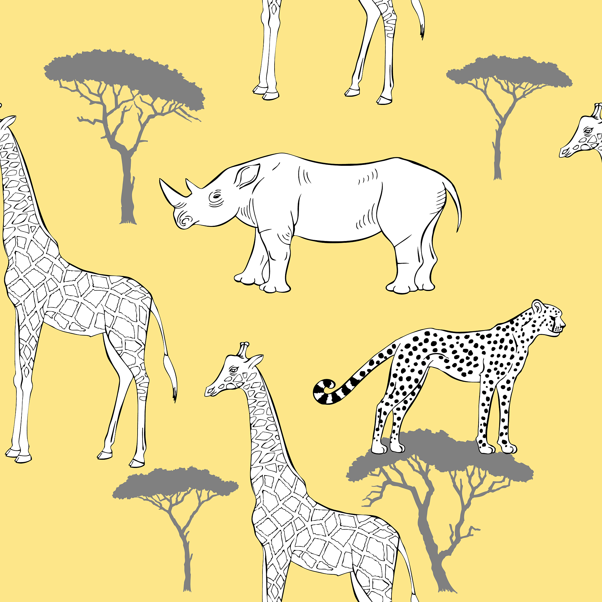 seamless pattern with savanna animals