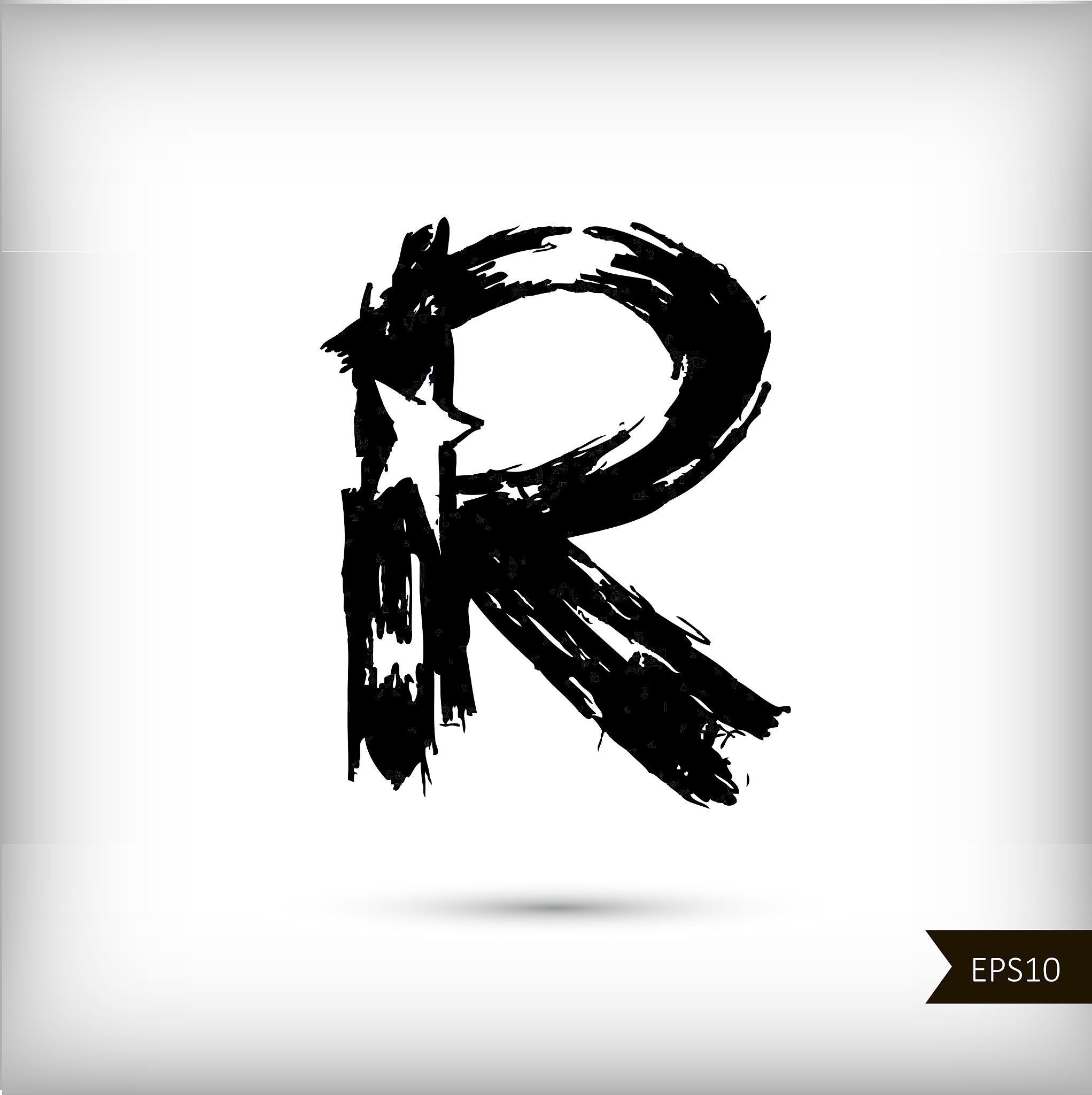 calligraphic watercolor letter r
