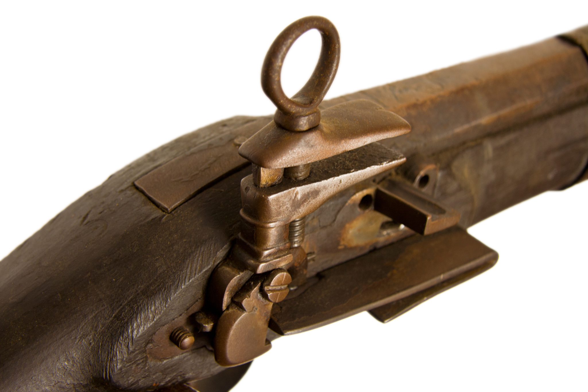 close up old wooden gun isolated