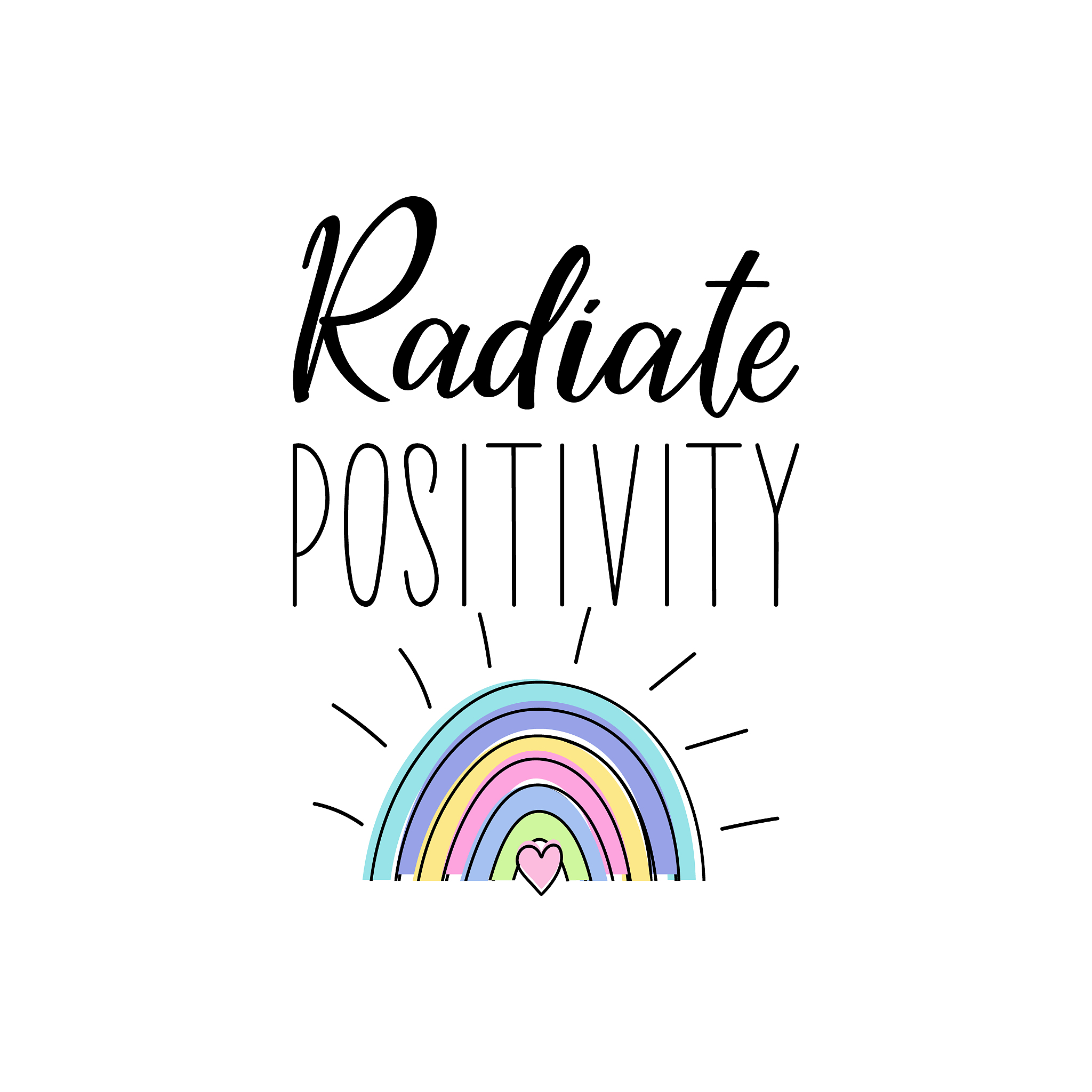radiate positivity. vector illustration. lettering. ink illustra