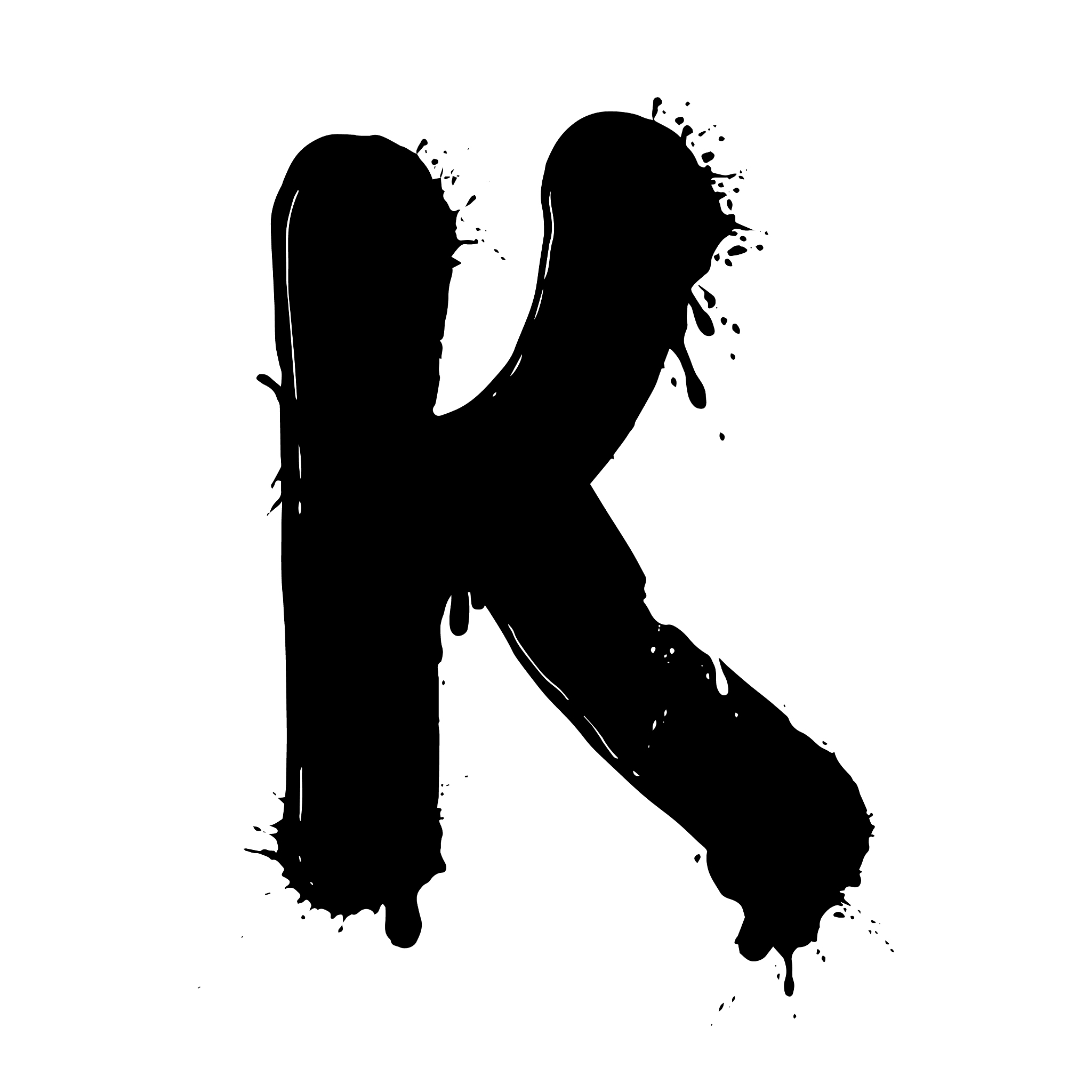 blot letter k black and white