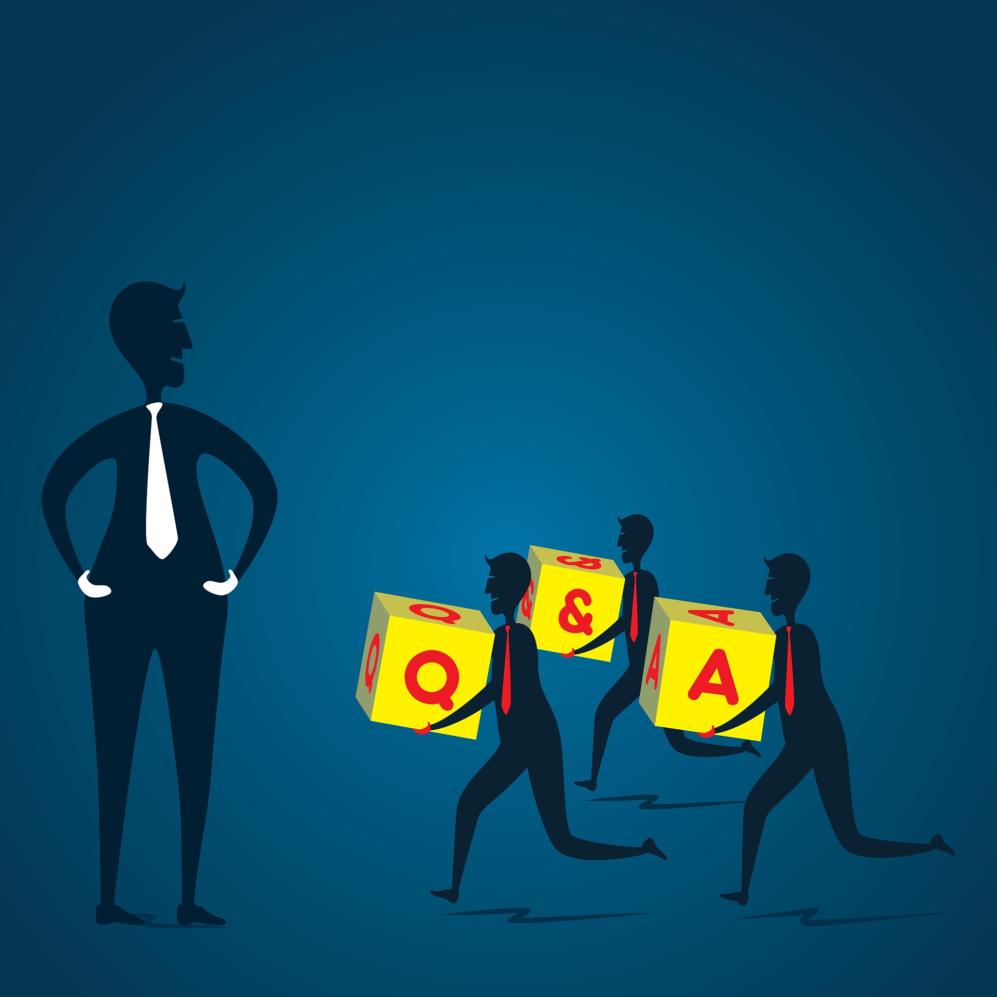 men run with q   a box and go for teacher or leader concept