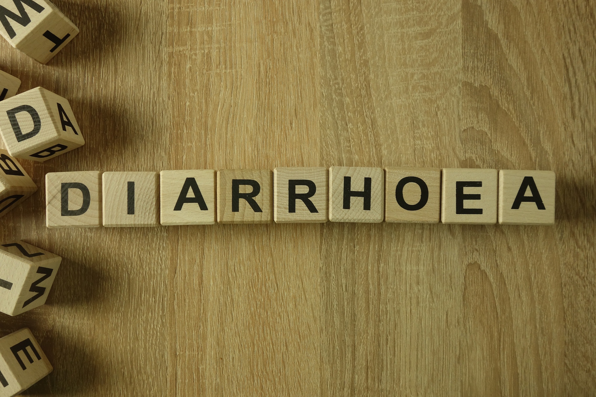 diarrhoea word from wooden blocks