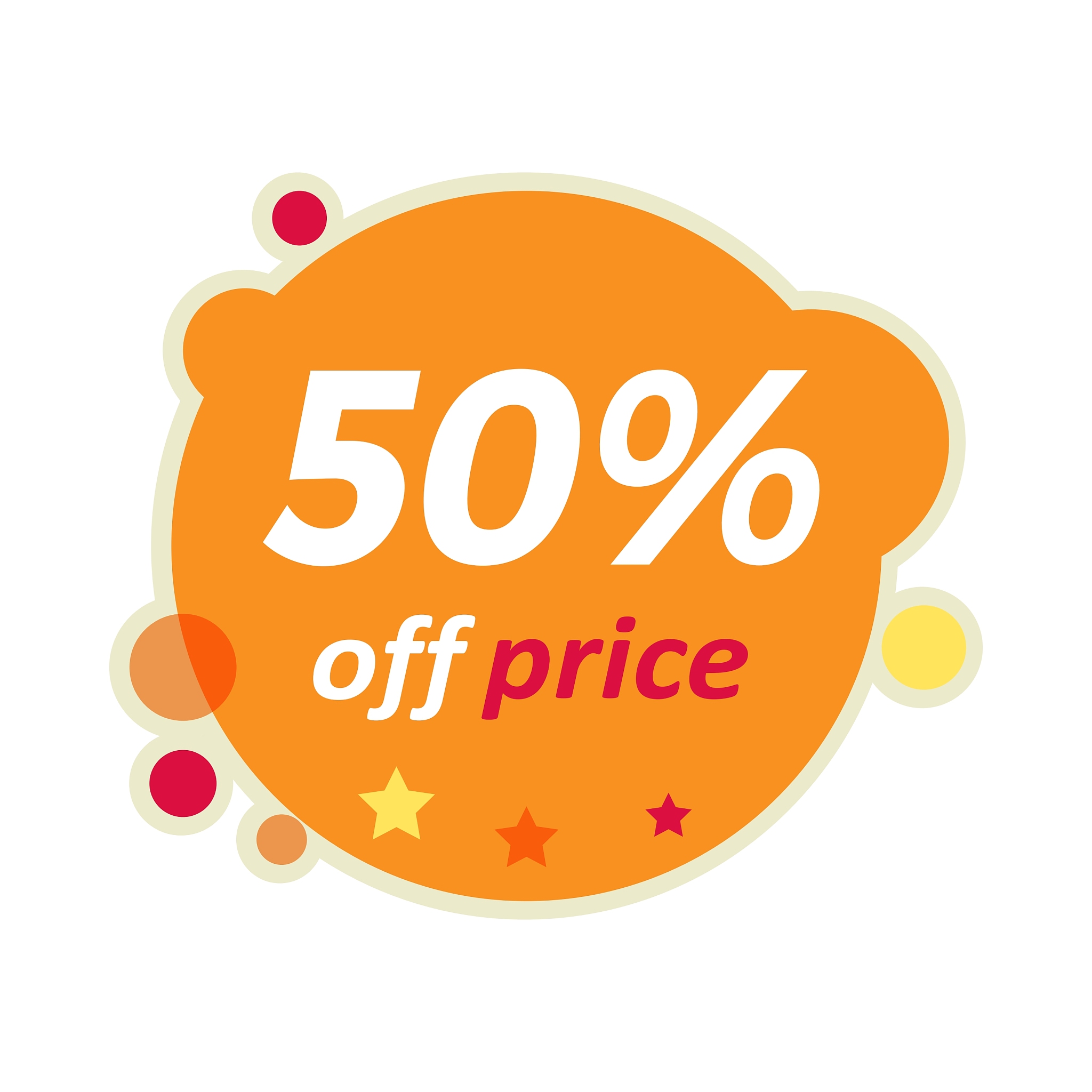 sale round banner 50 percent off price discount