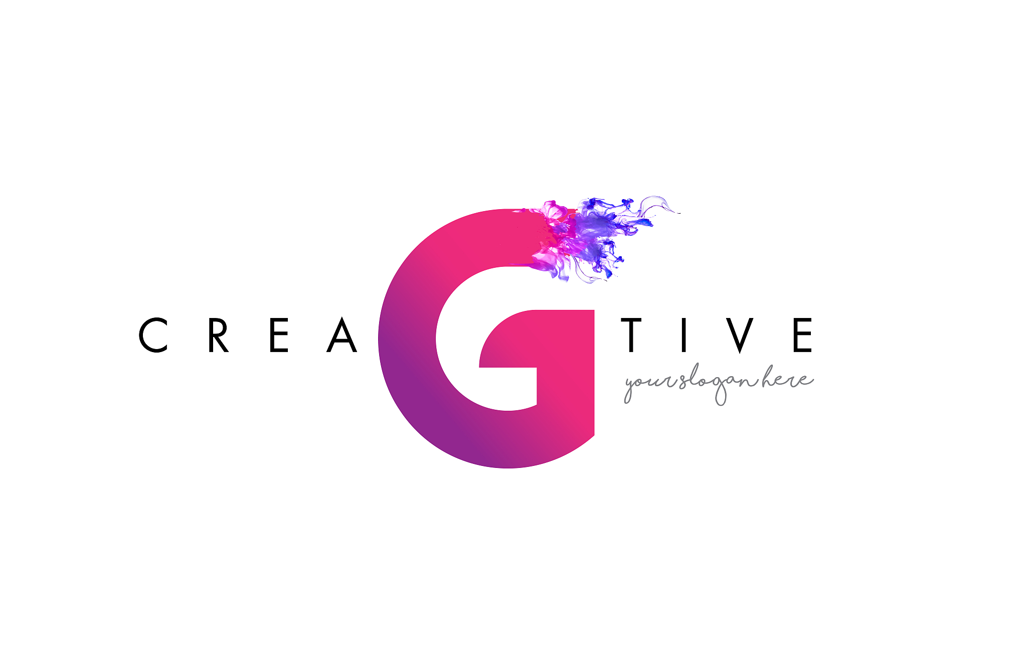 g letter logo design with ink cloud flowing