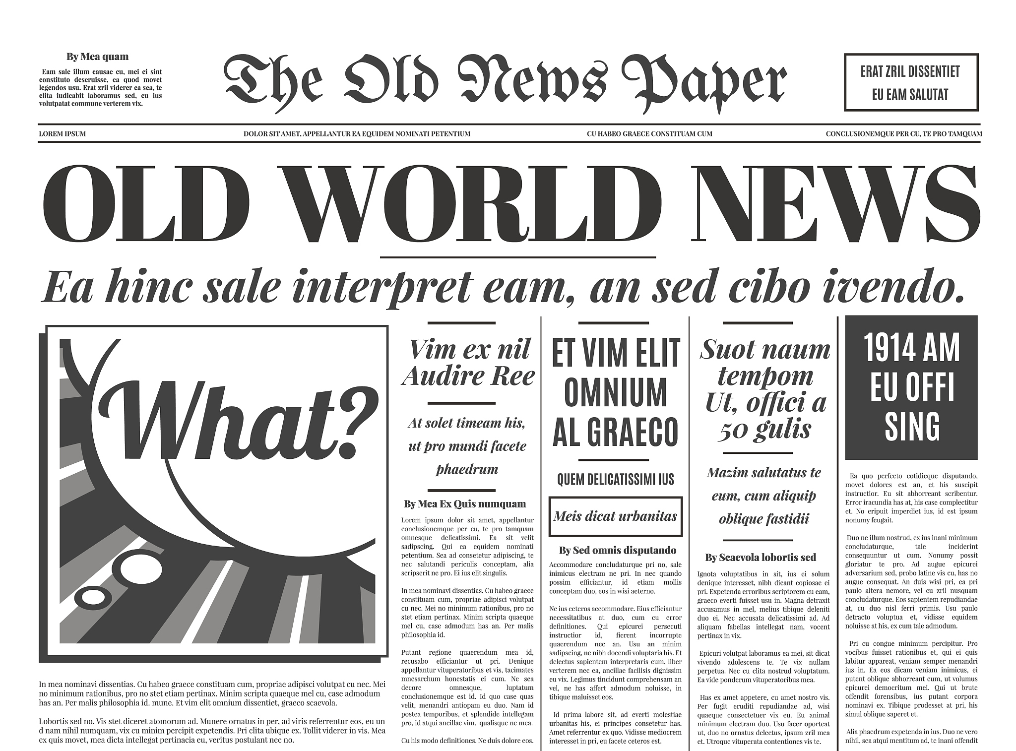 old newspaper design vector template.