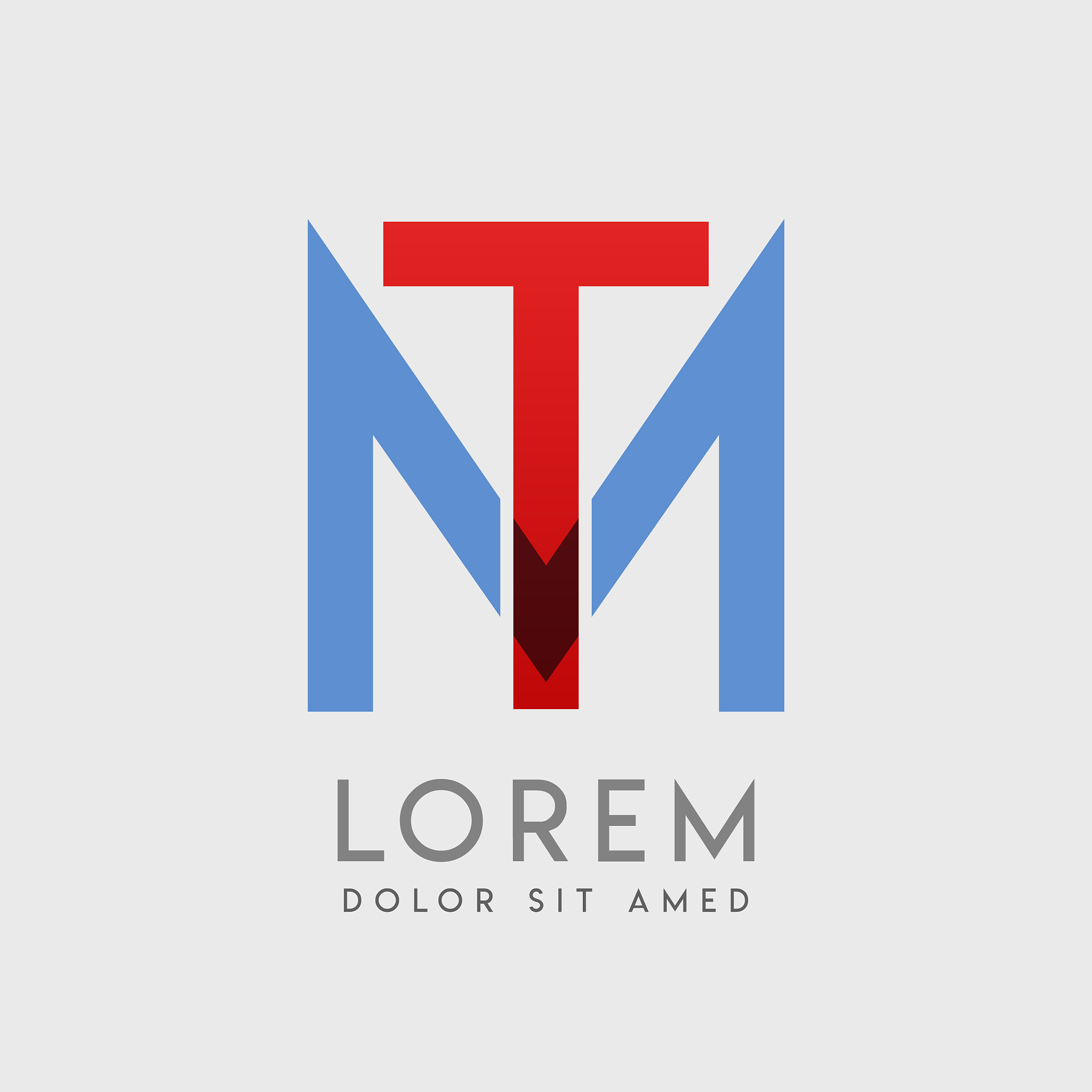tm logo letters with blue and red gradation