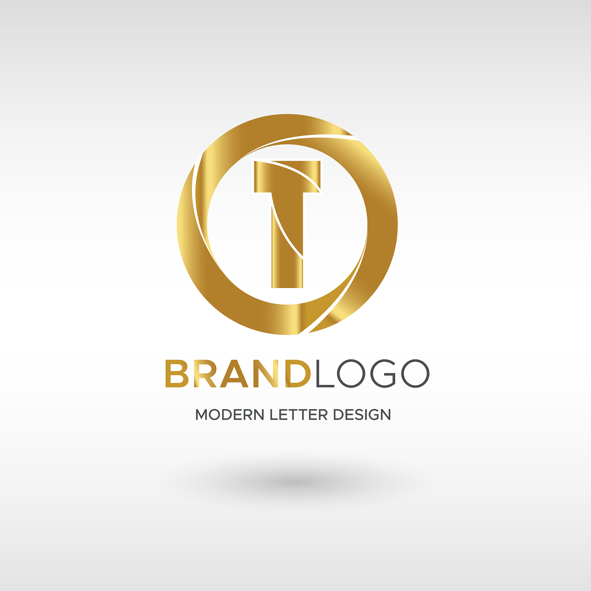 premium t logo in gold beautiful logotype design