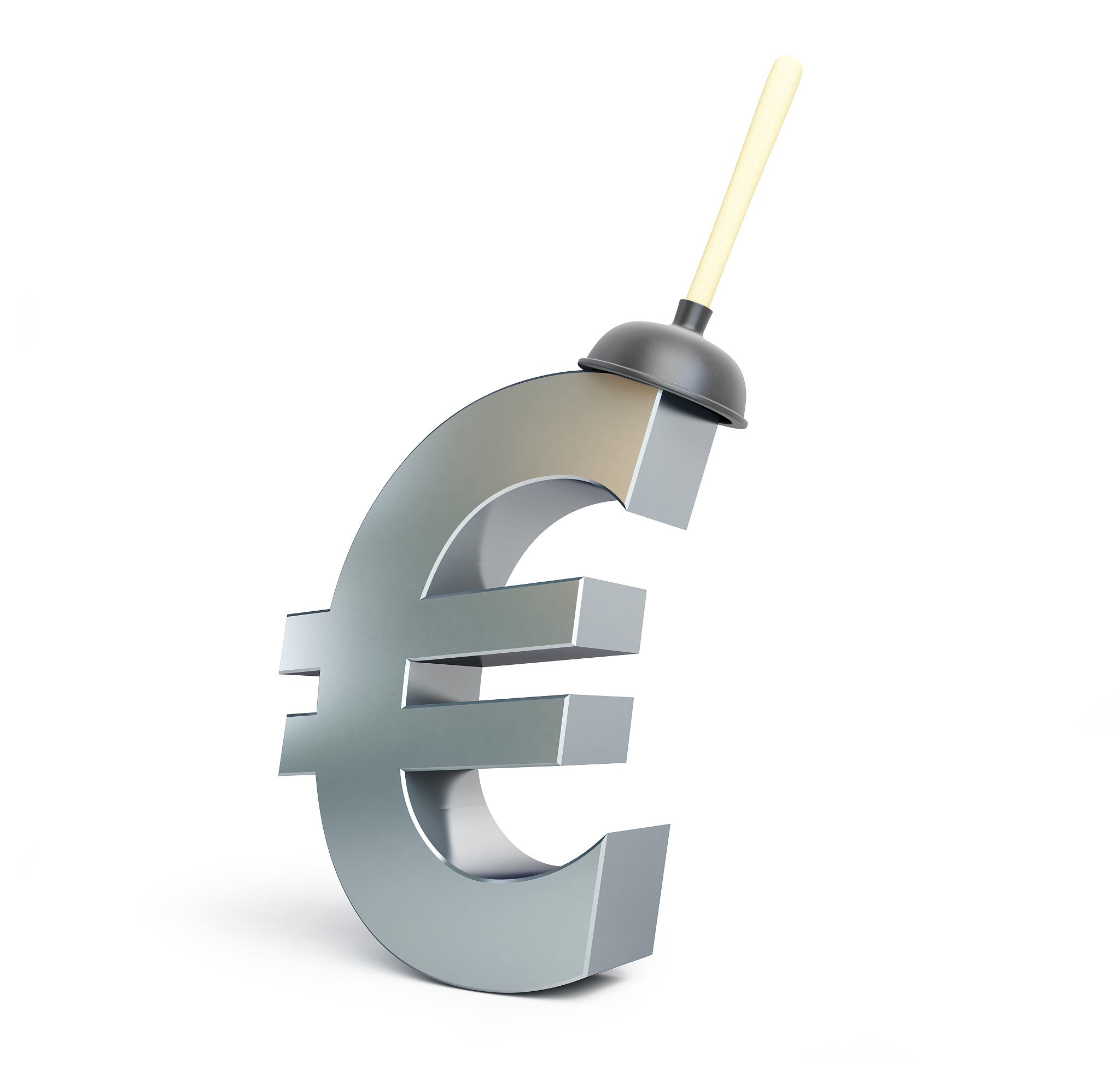 plunger euro sign on a white background