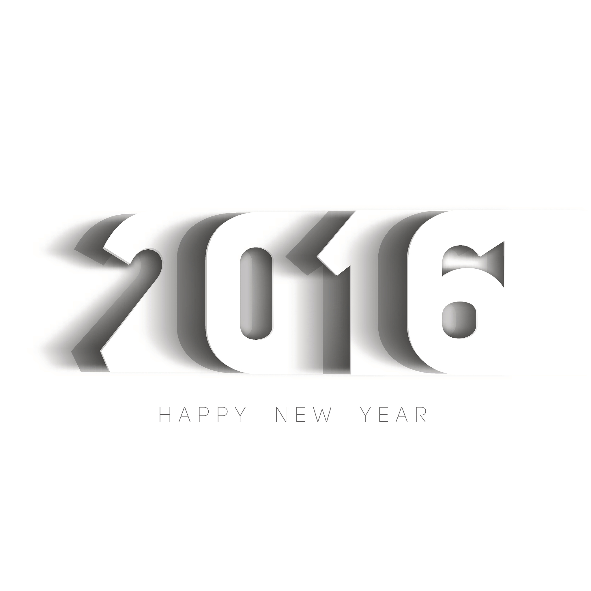 happy new year 2016 text design, paper cut style