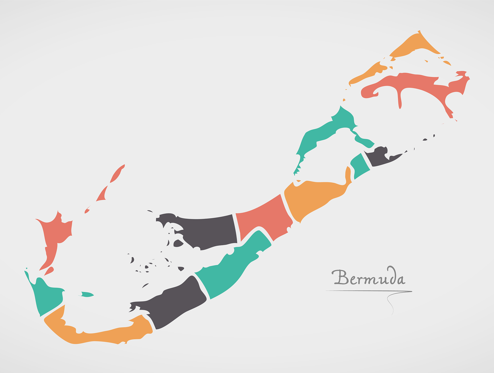 bermuda islands map with states and modern round