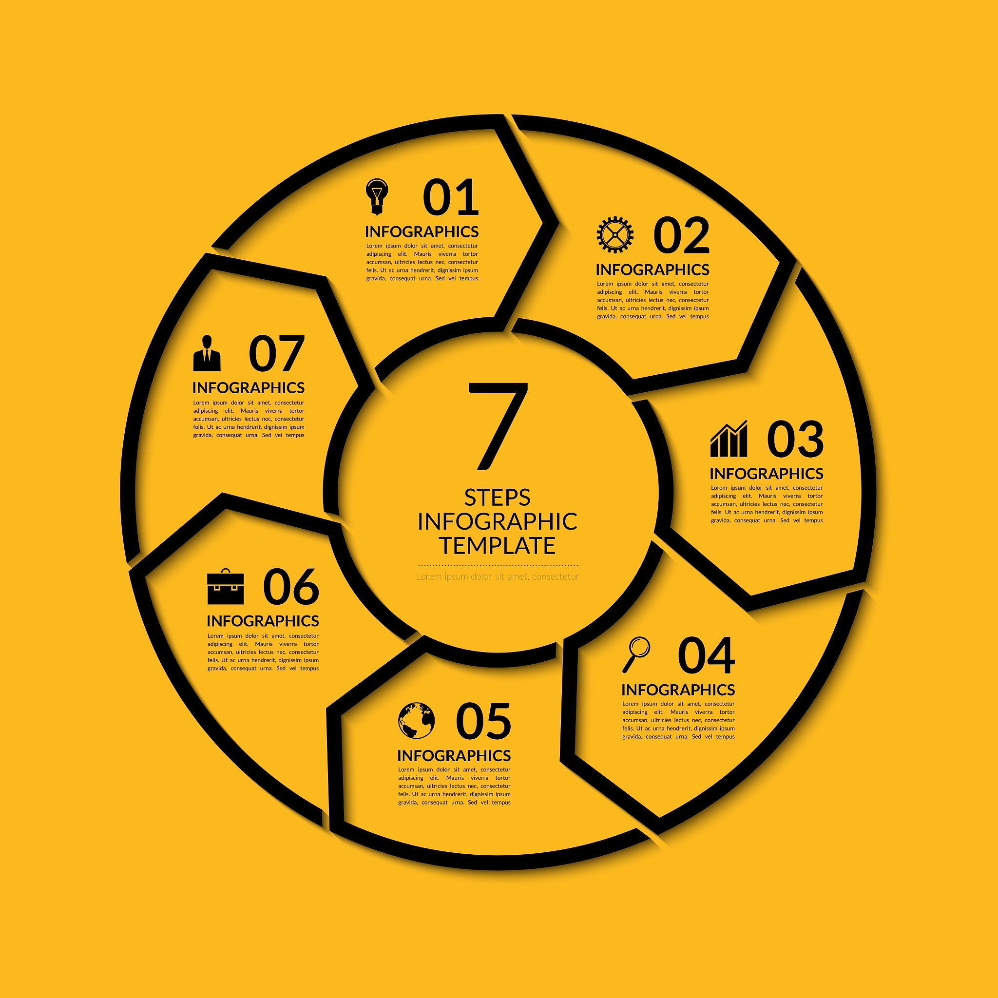 infographic circle template with 7 steps