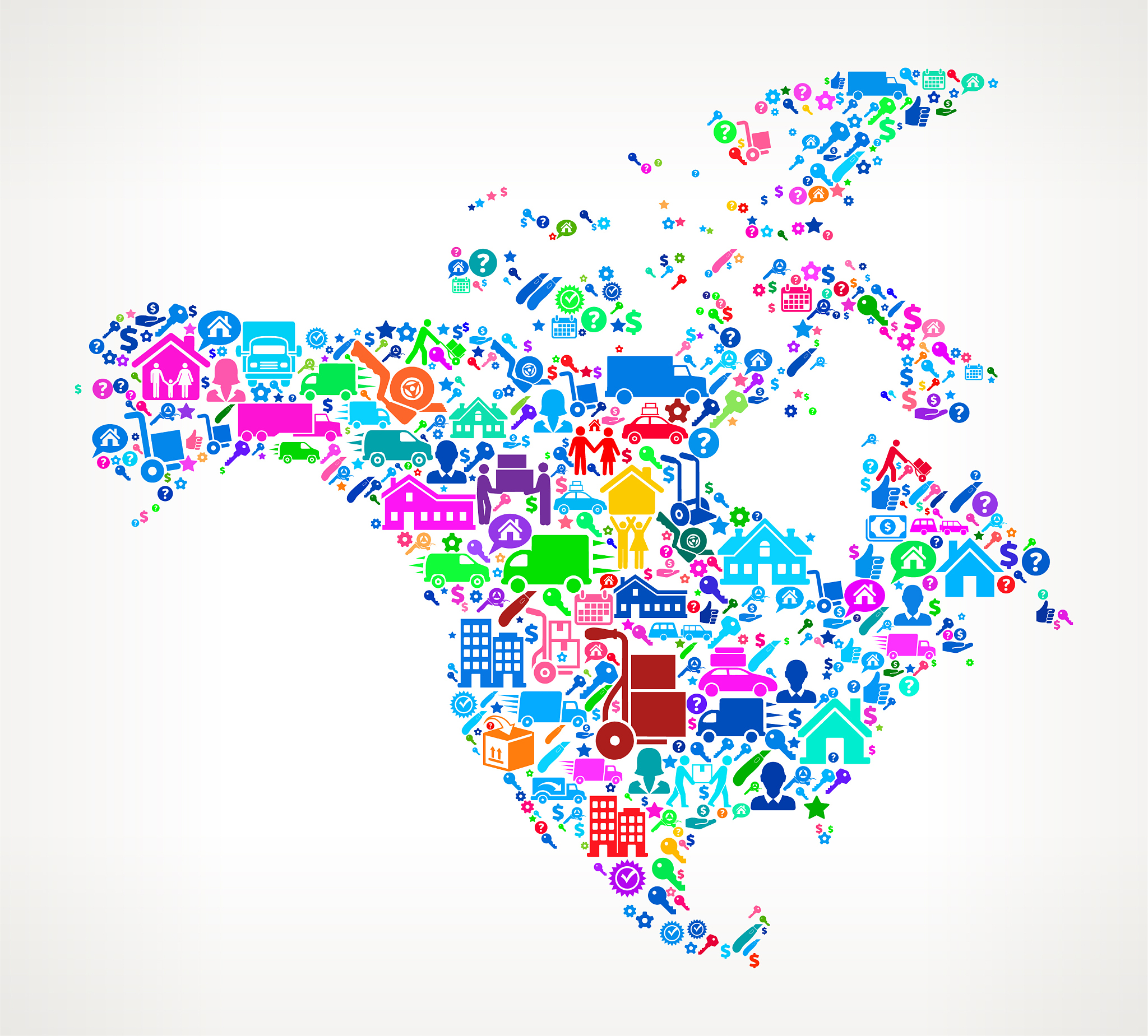 north america moving and relocation vector icon pattern