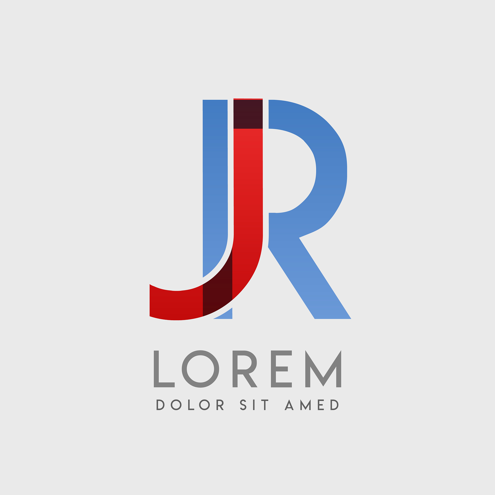 jr logo letters with blue and red gradation