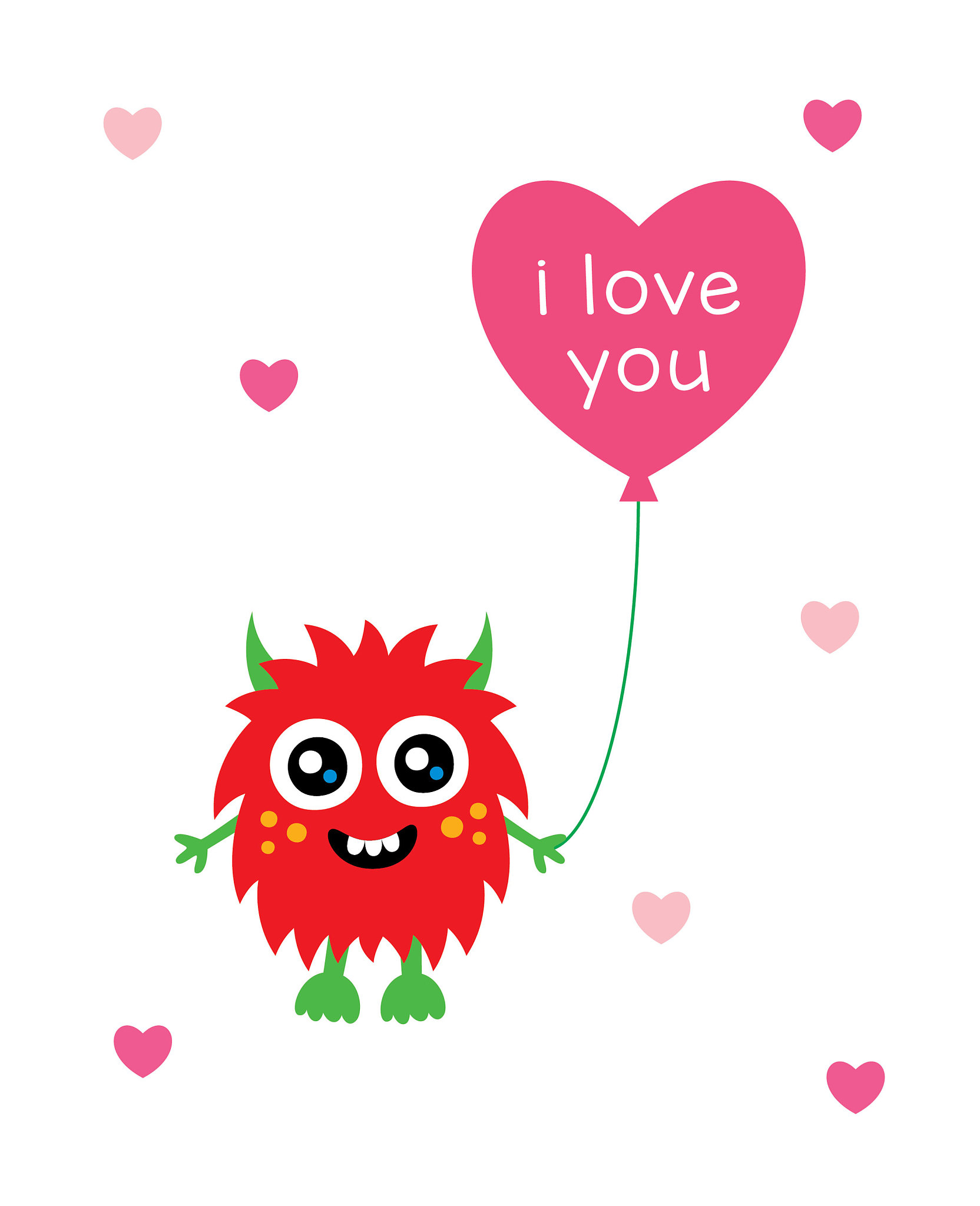 cute monster i love you greeting card vector