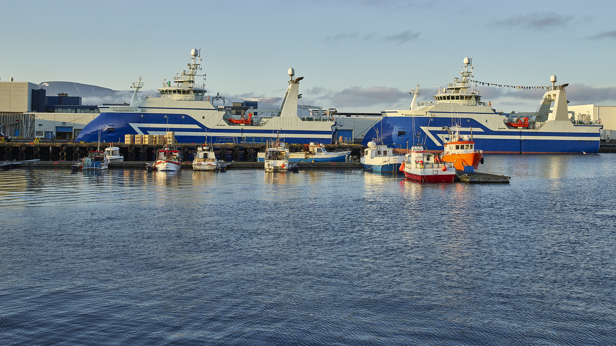 fishing trawlers in reykjavik harbor, reykjavik, iceland