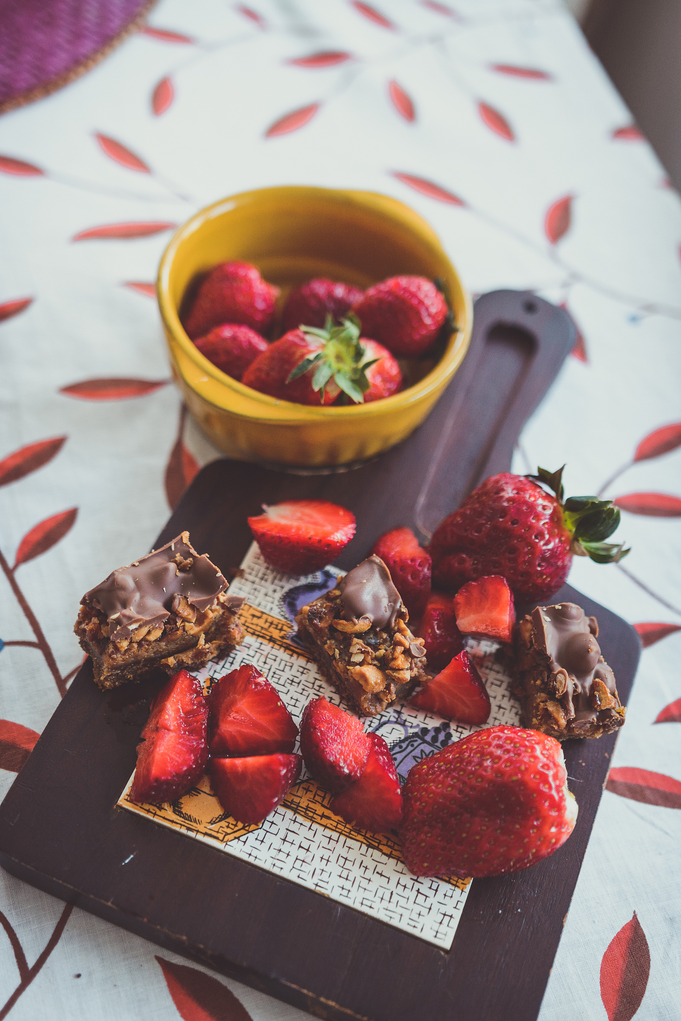 delicious strawberry and chocolate dessert.