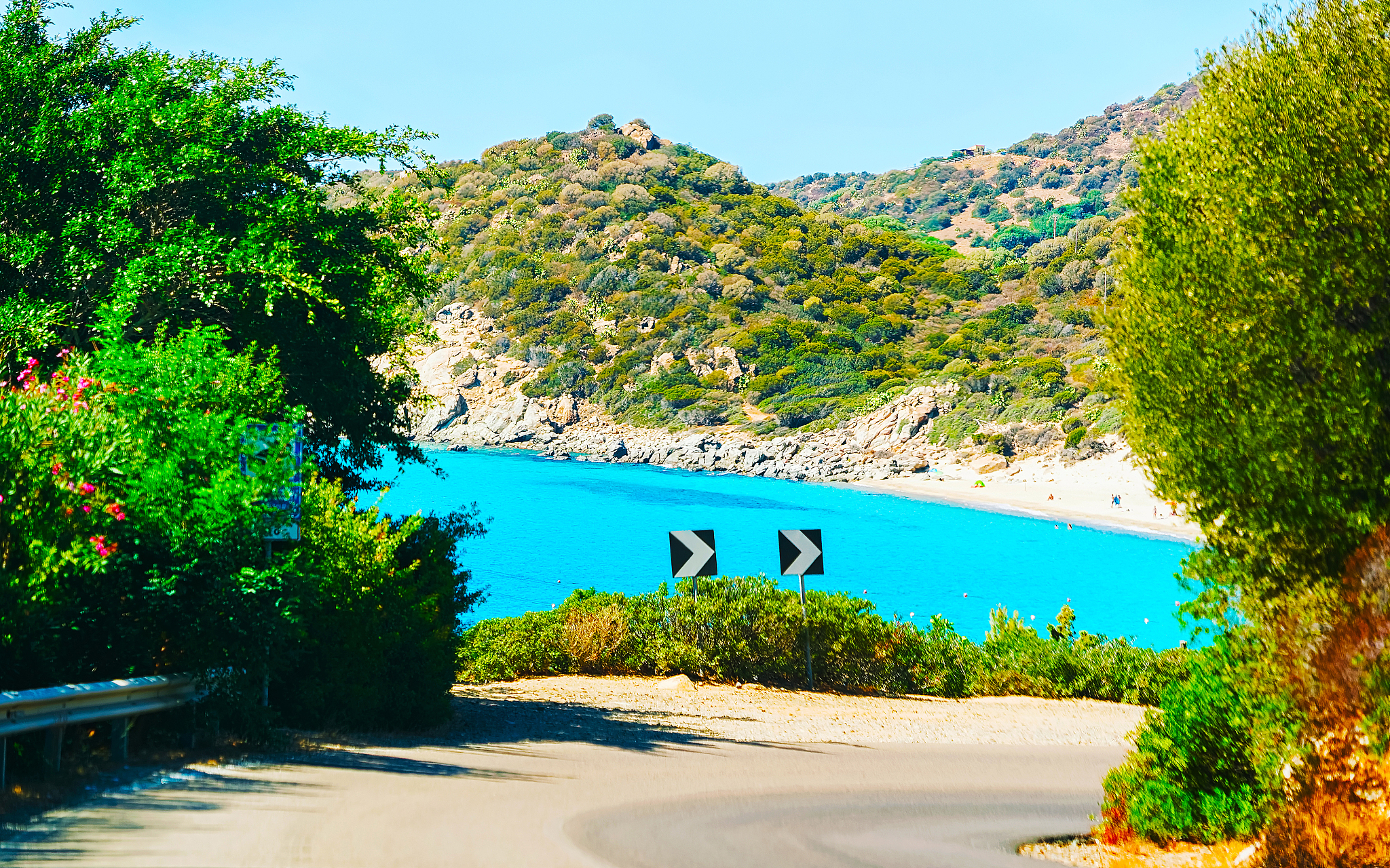 road to beach at villasimius south sardinia