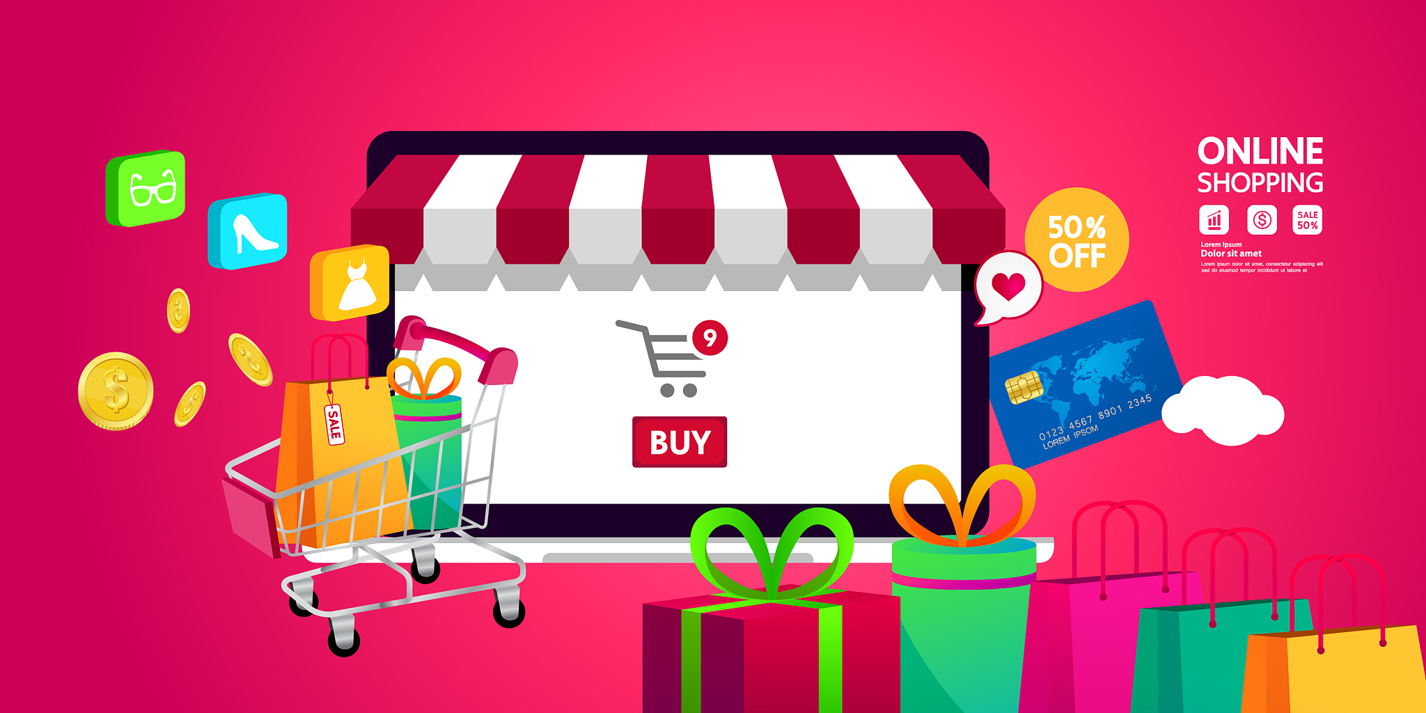shopping online on website or mobile application