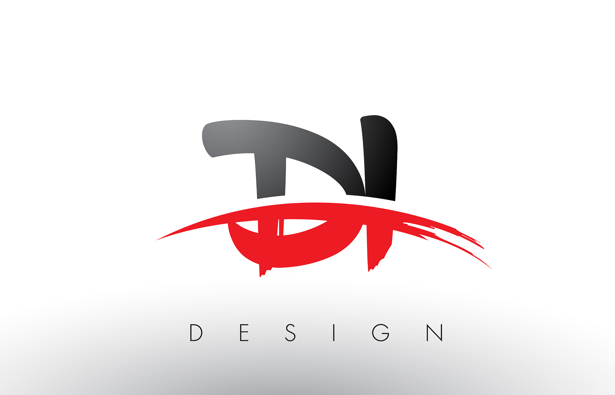 di d i brush logo letters with red and black