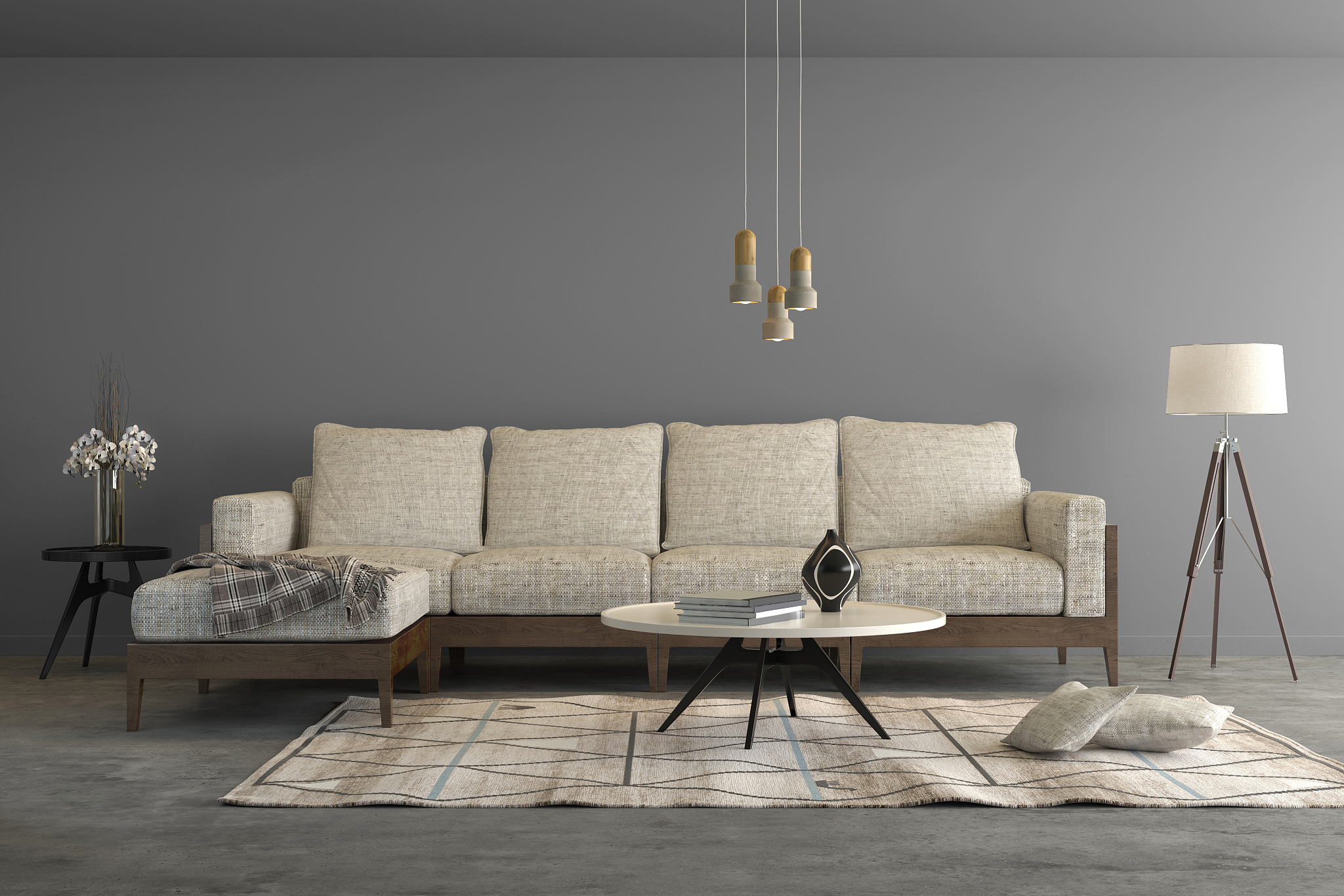 modern beige sofa in a living room