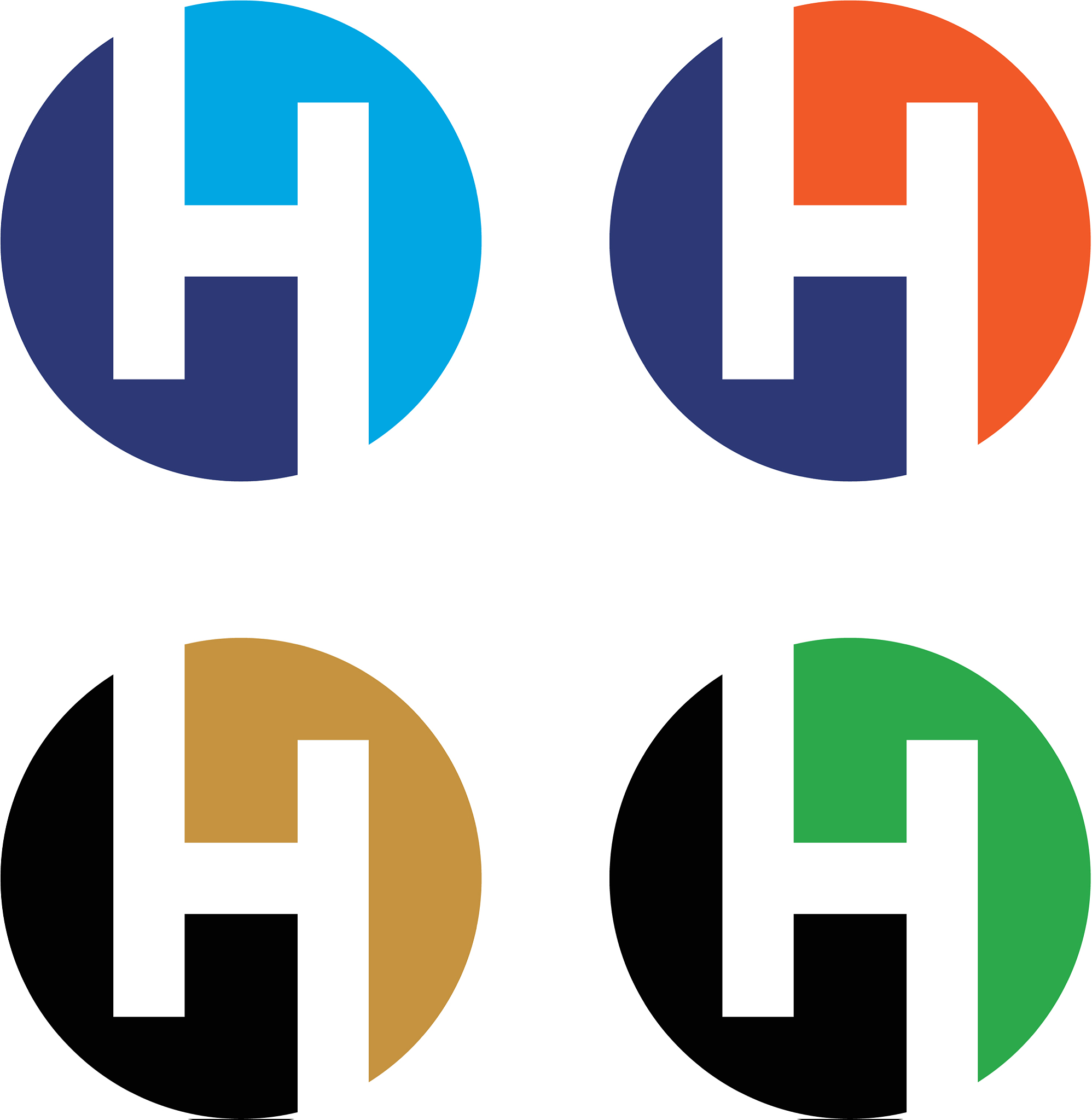set h letter circle logo template design