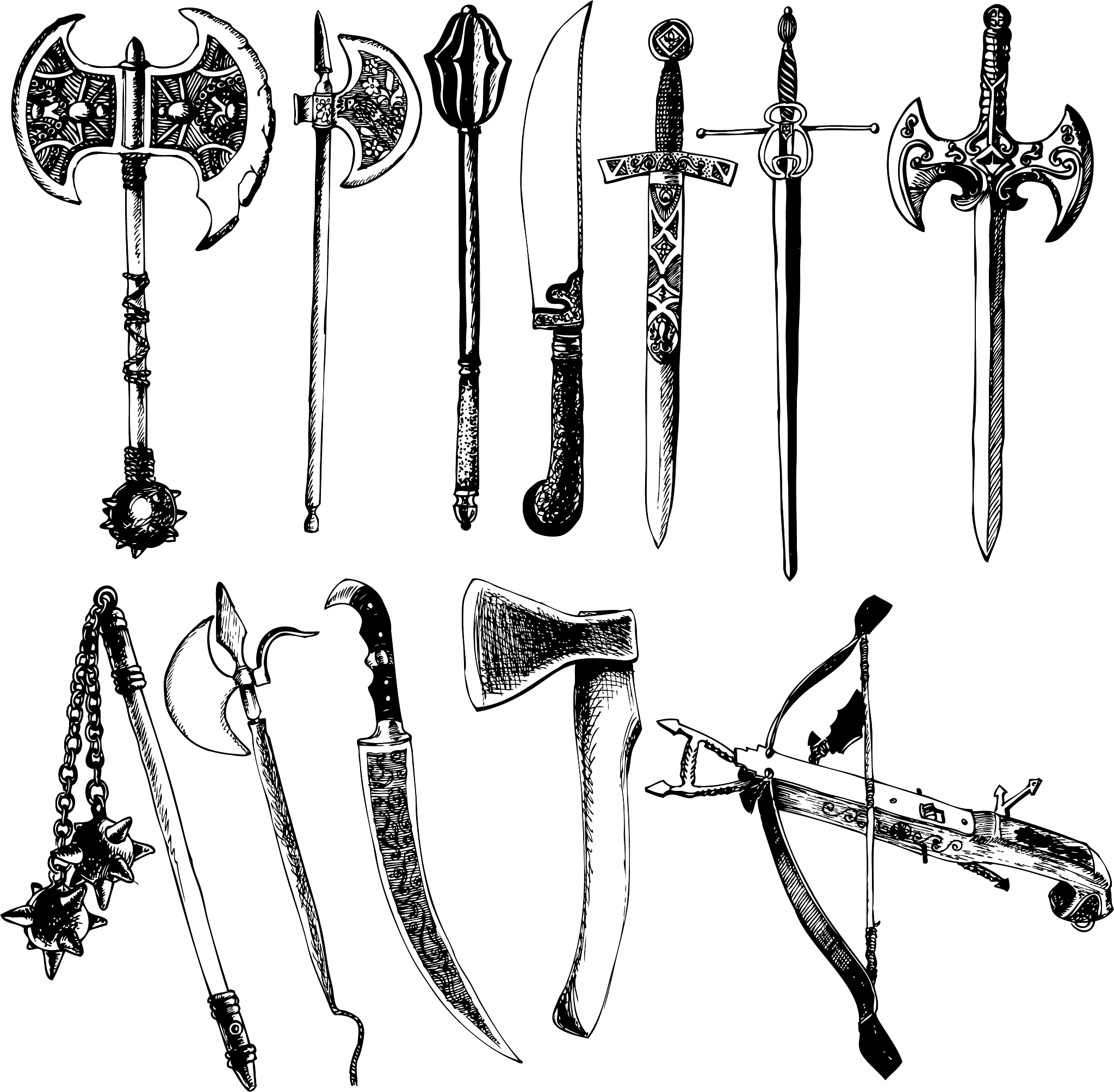 medieval weapons set