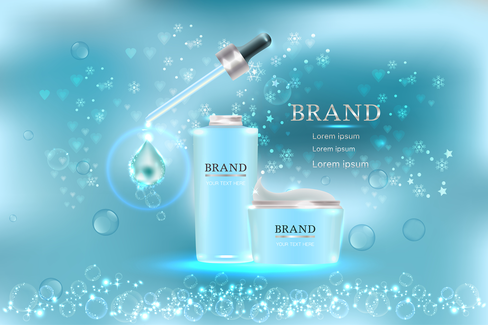 Marine-Inspired Skincare Ad: Ice Blue Tones & Splashing Water