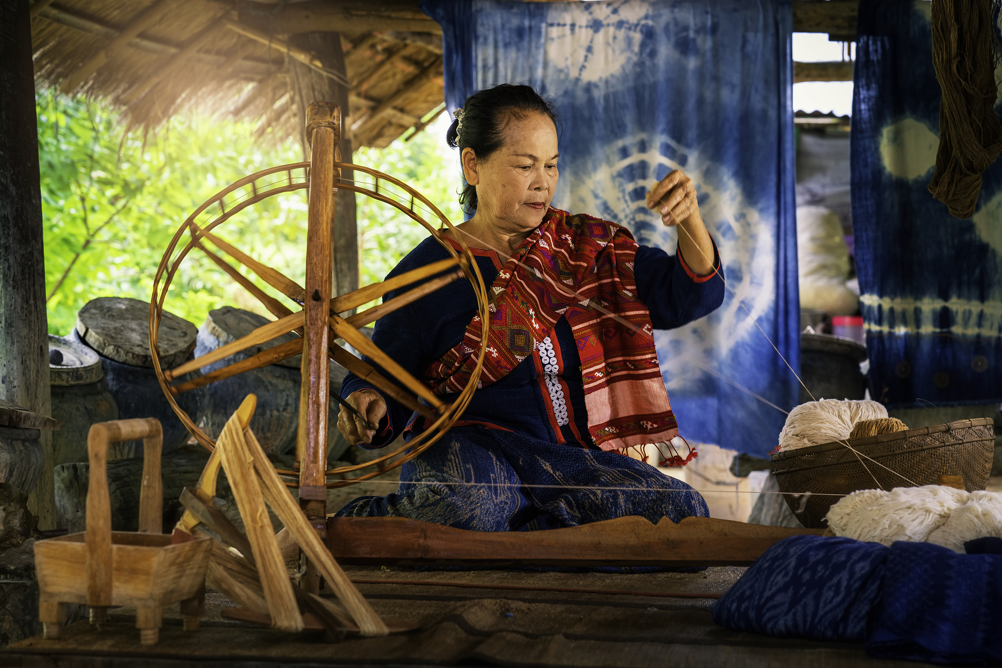 craftsmen of thai indigo. master are the original indigo cotton 