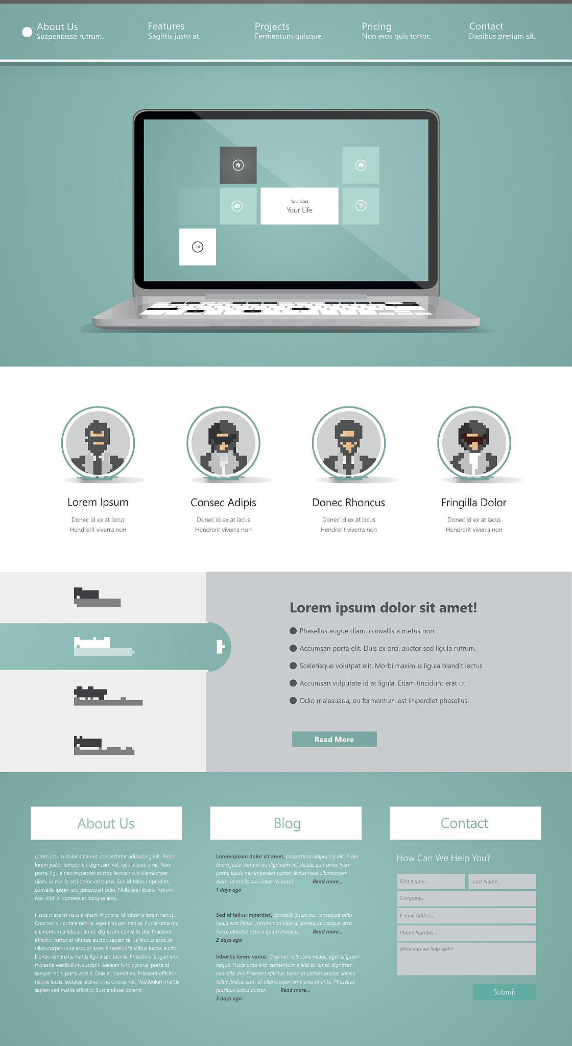 one page website template design