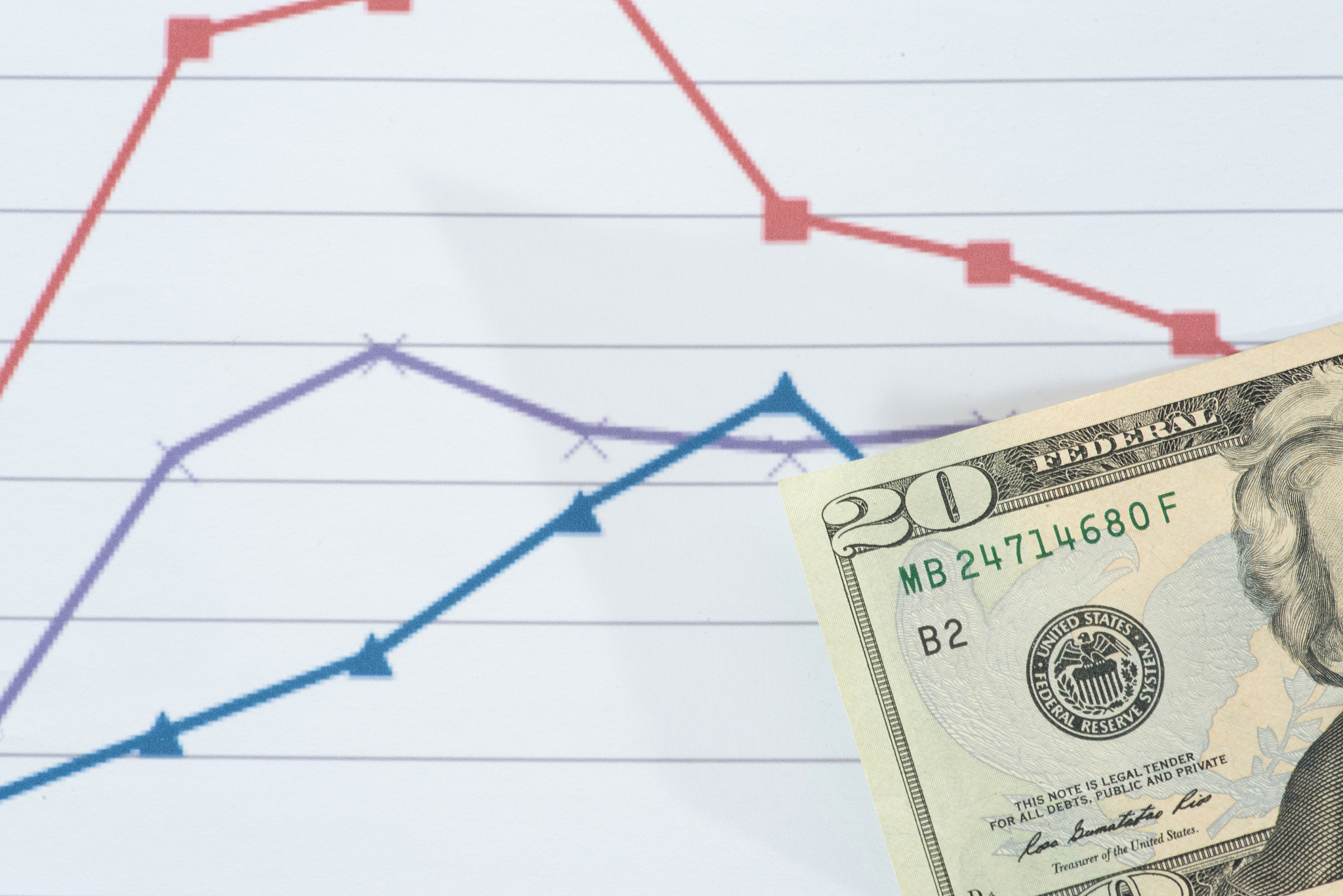 one dollar banknote and a chart