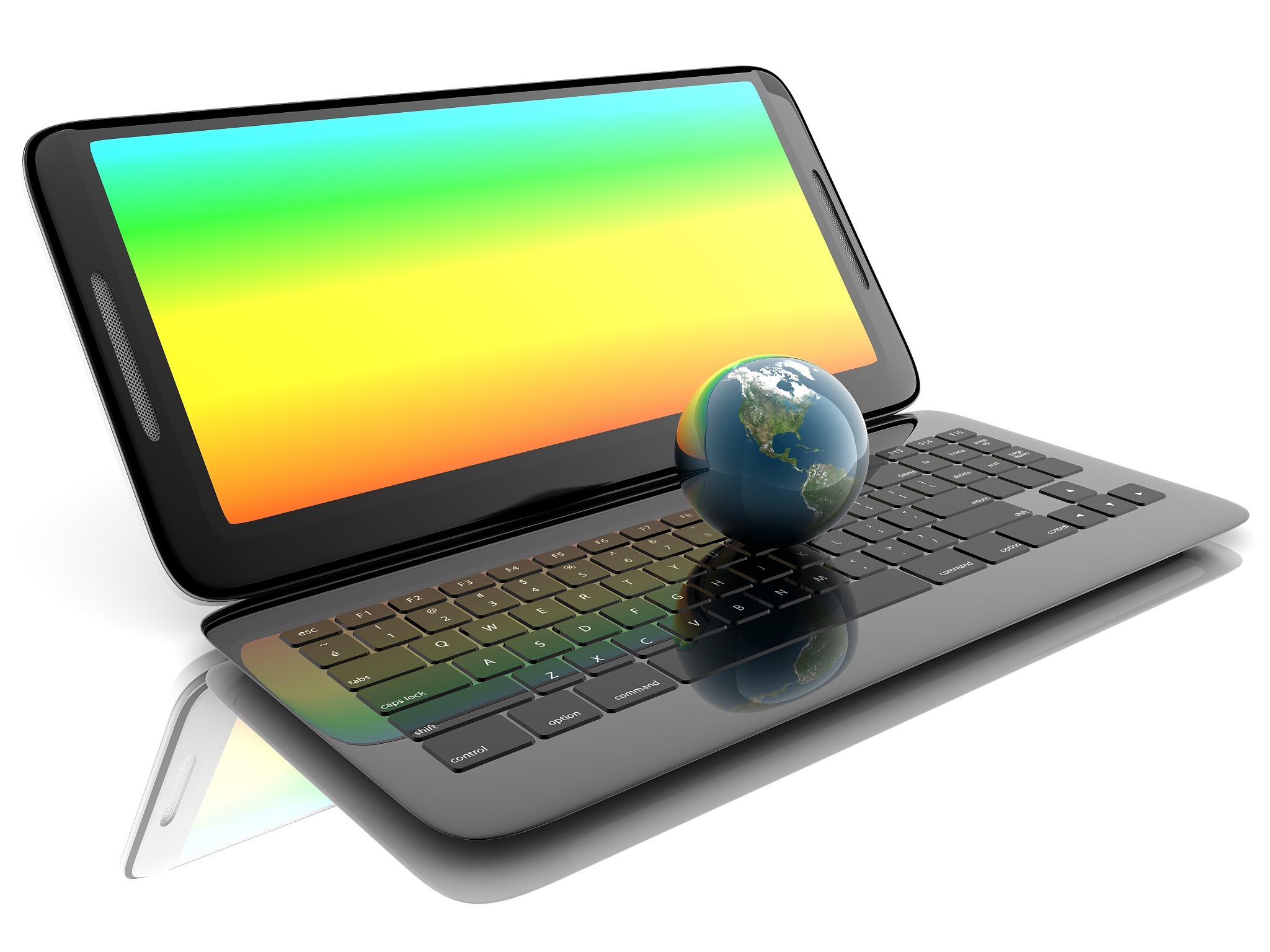 black laptop and world