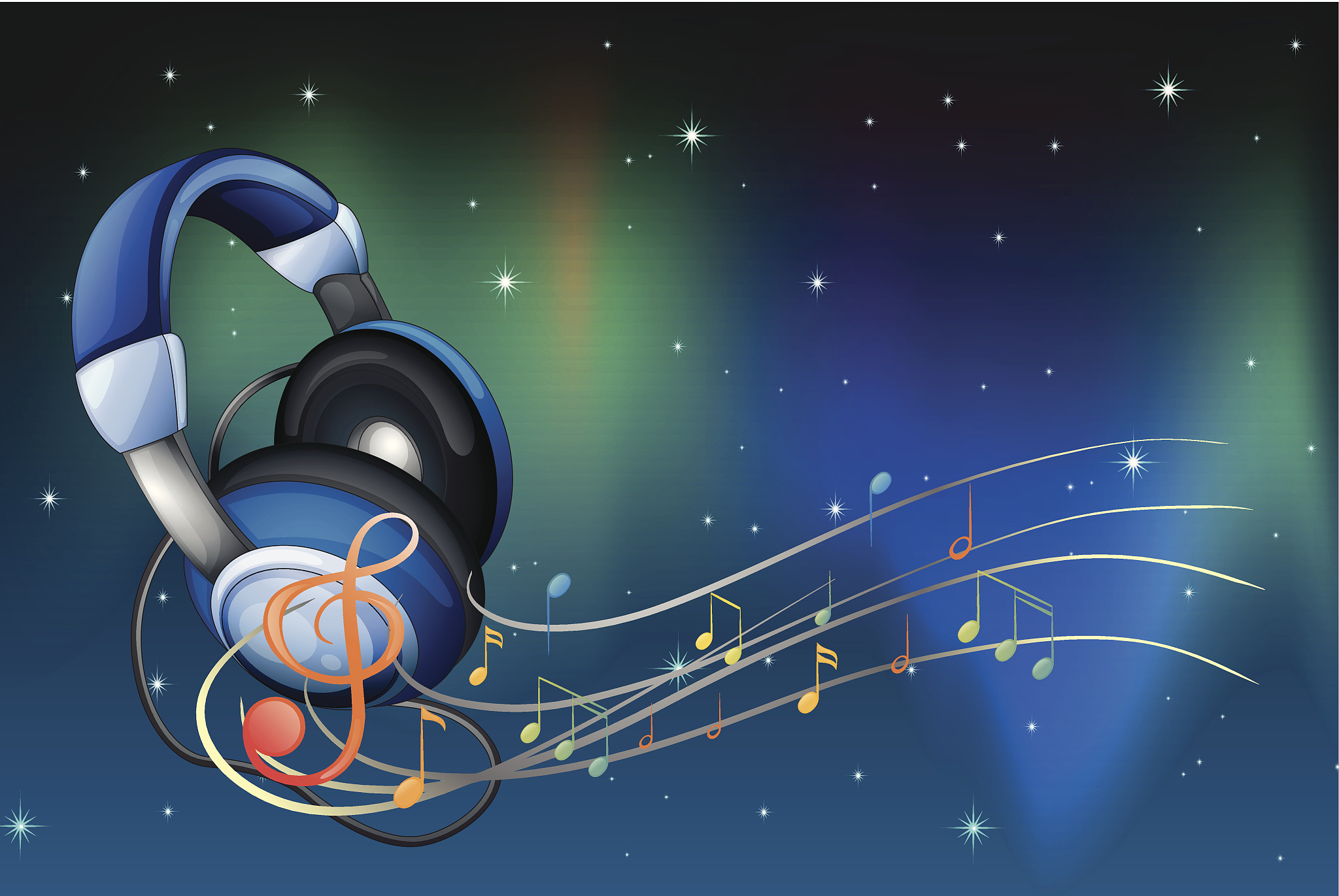 headphone with musical notes