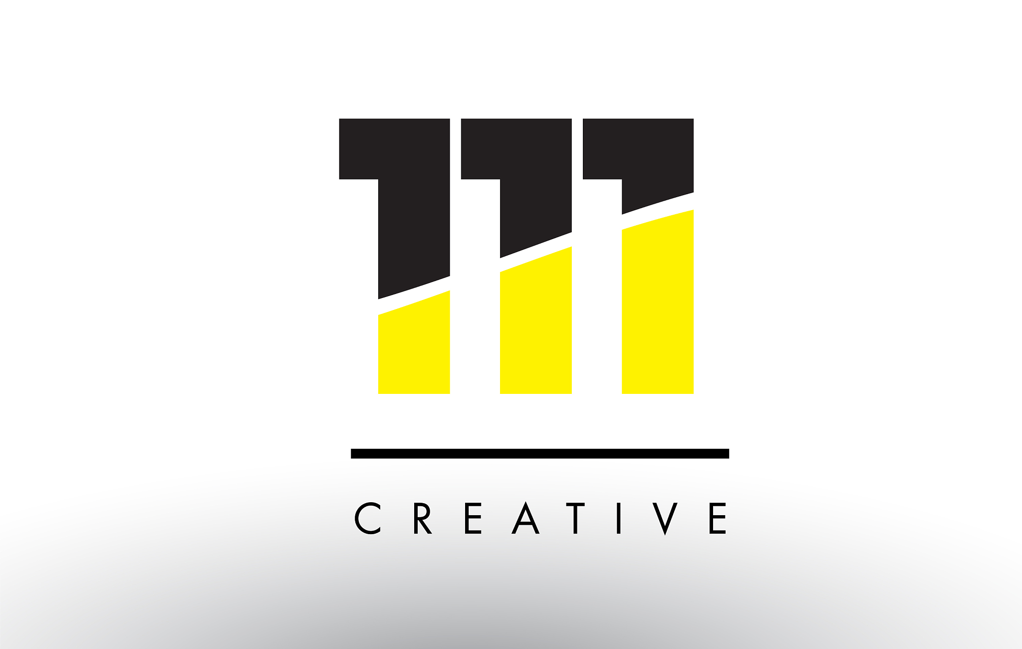 111 black and yellow number logo design