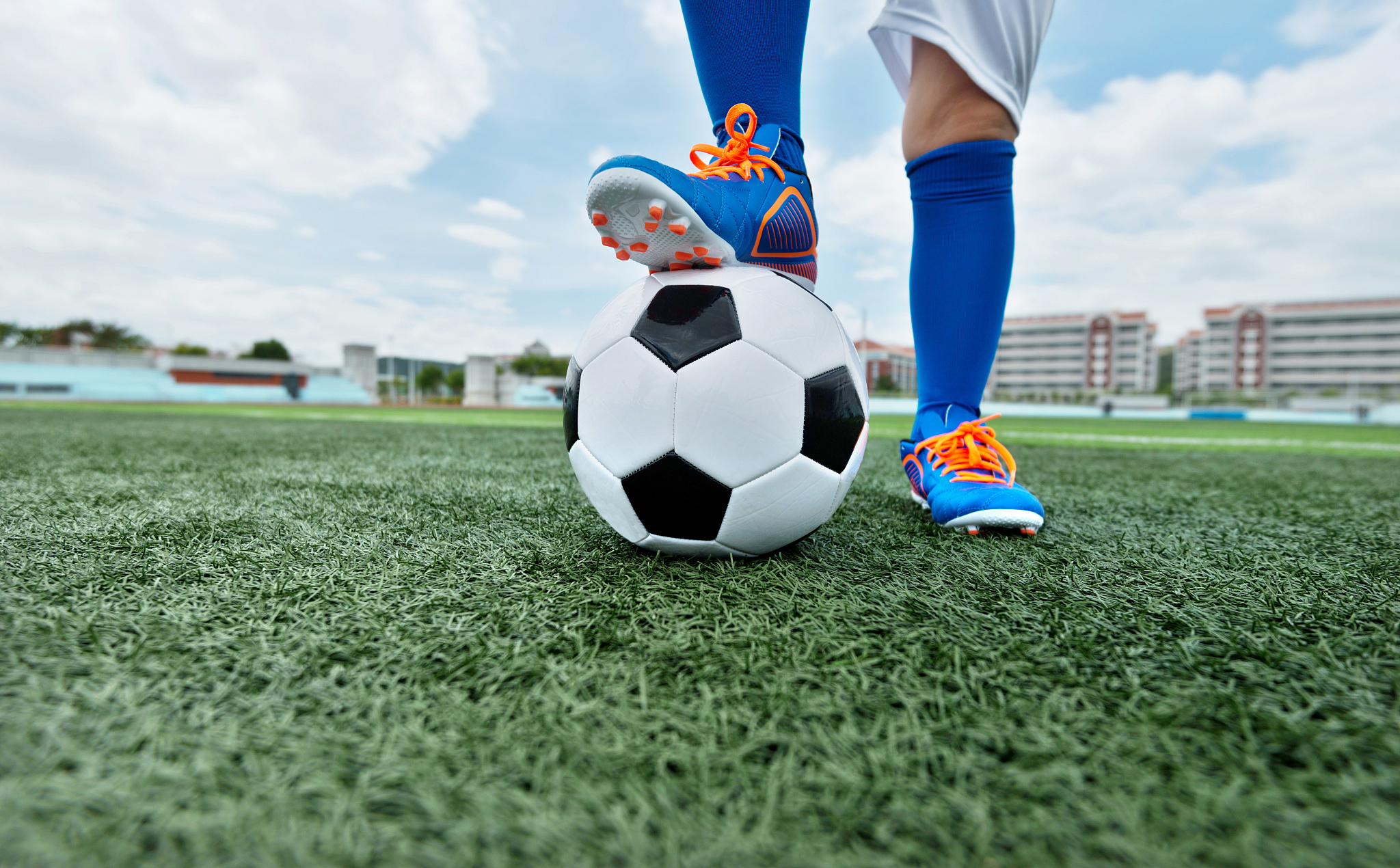 football player feet waiting for kick off