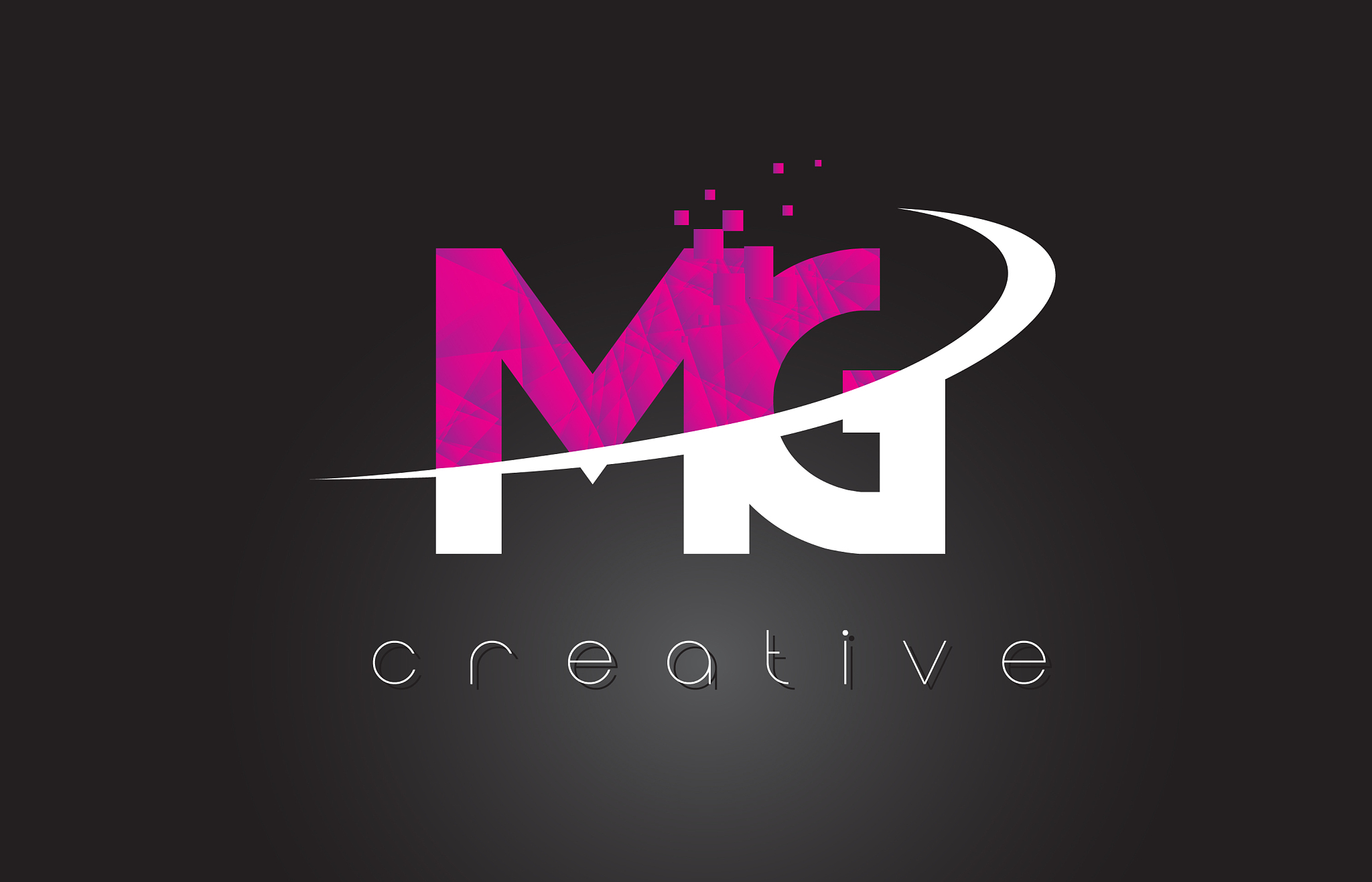 mg m g creative letters design with white pink