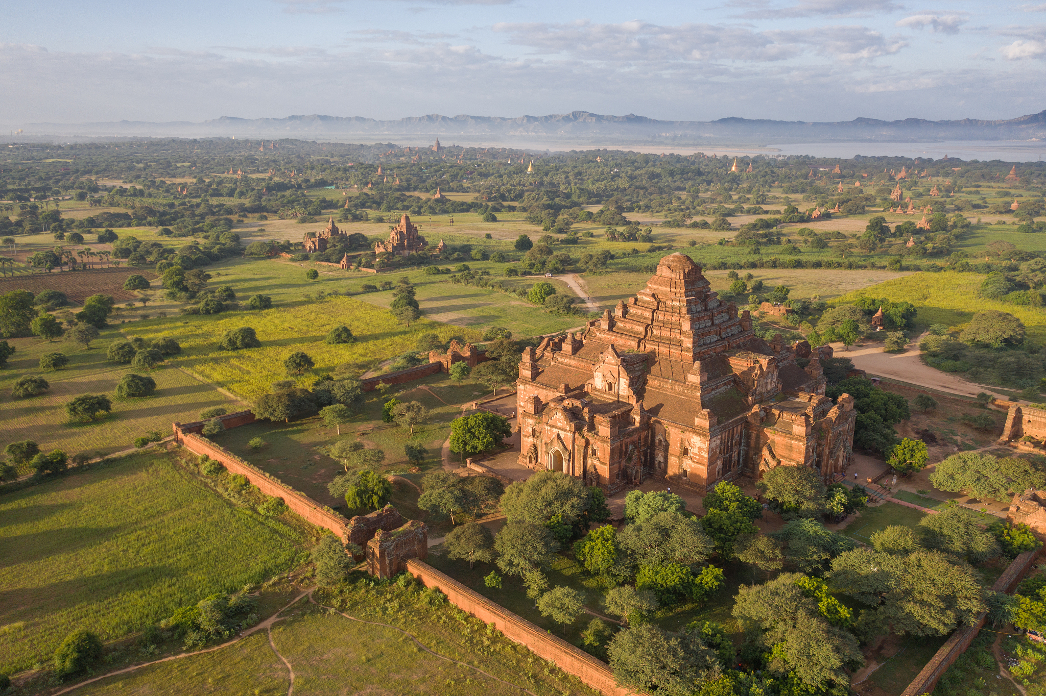 aerial view of dhammayan gyi ancient temple, bagan