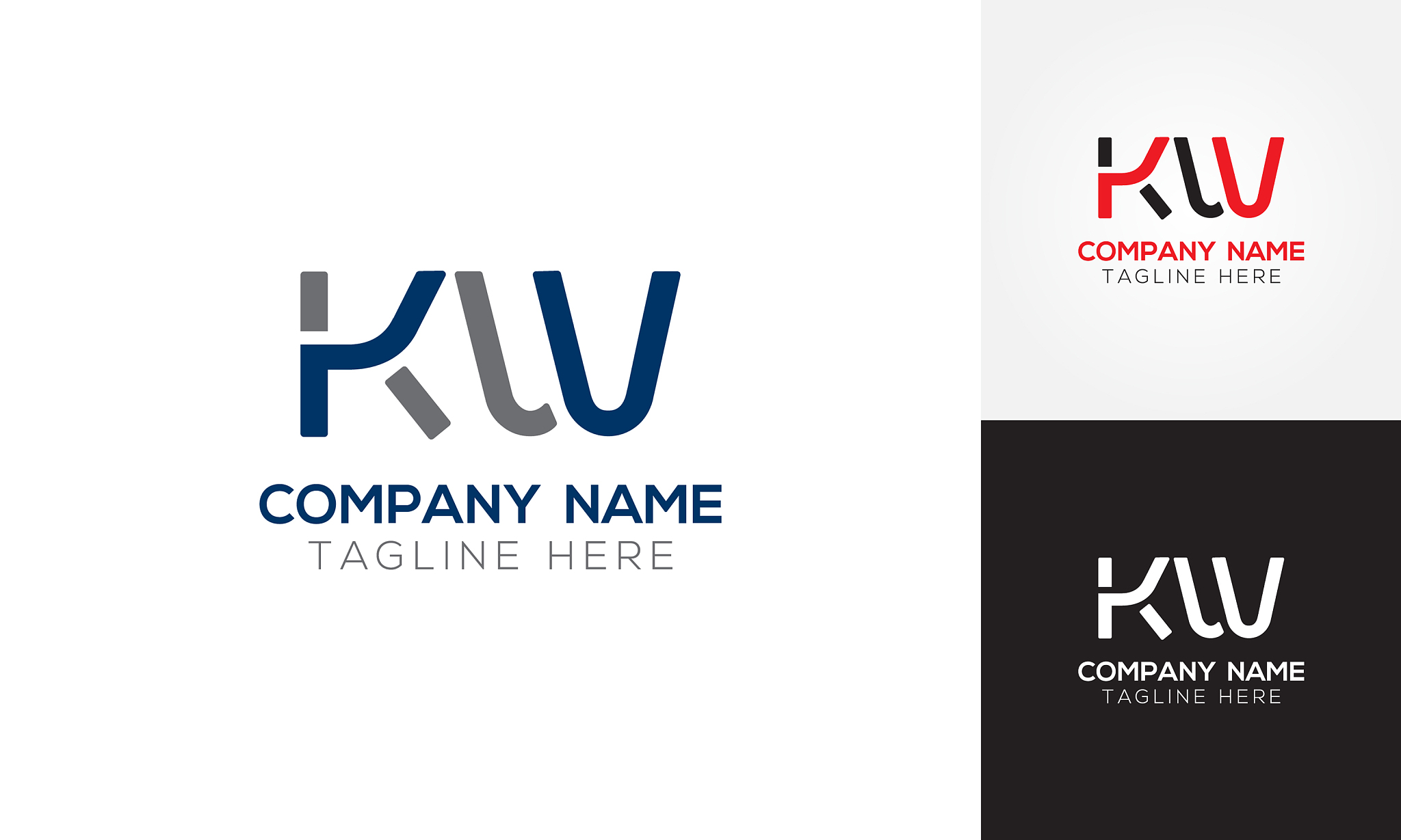 initial alphabet kw logo design template abstract
