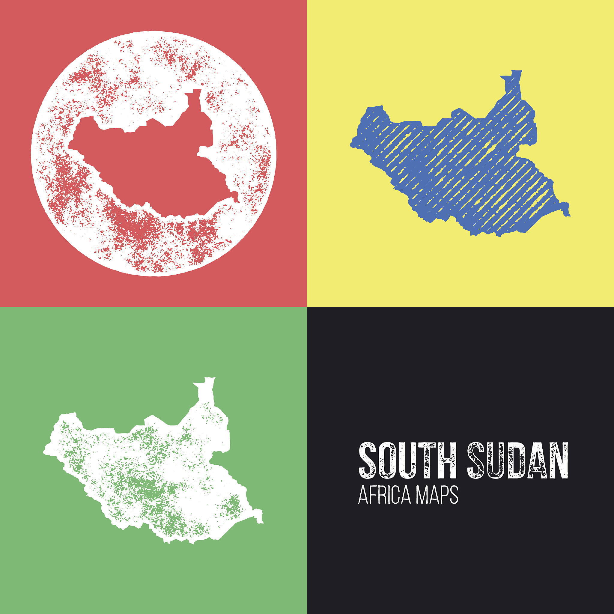 south sudan grunge retro maps - africa